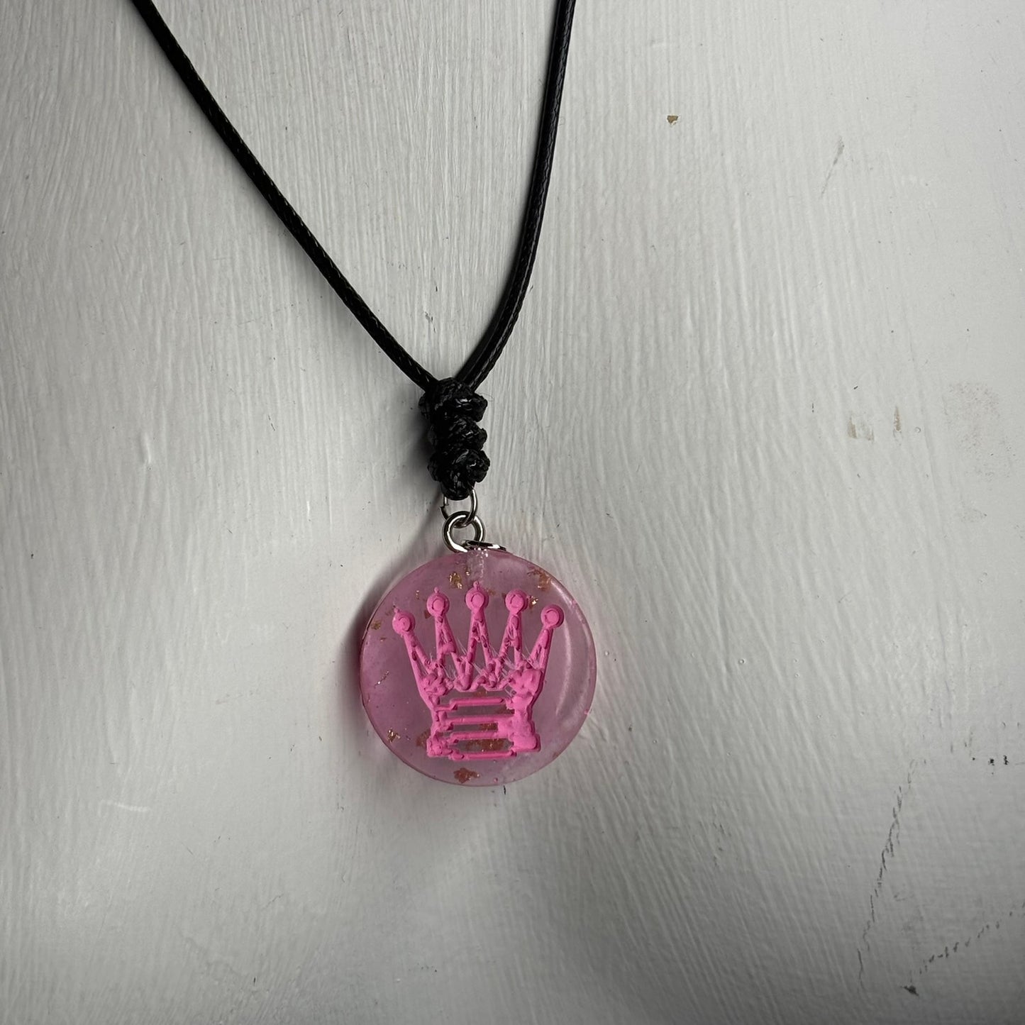 Complex Pink Queen - Handmade Resin Chess Necklace