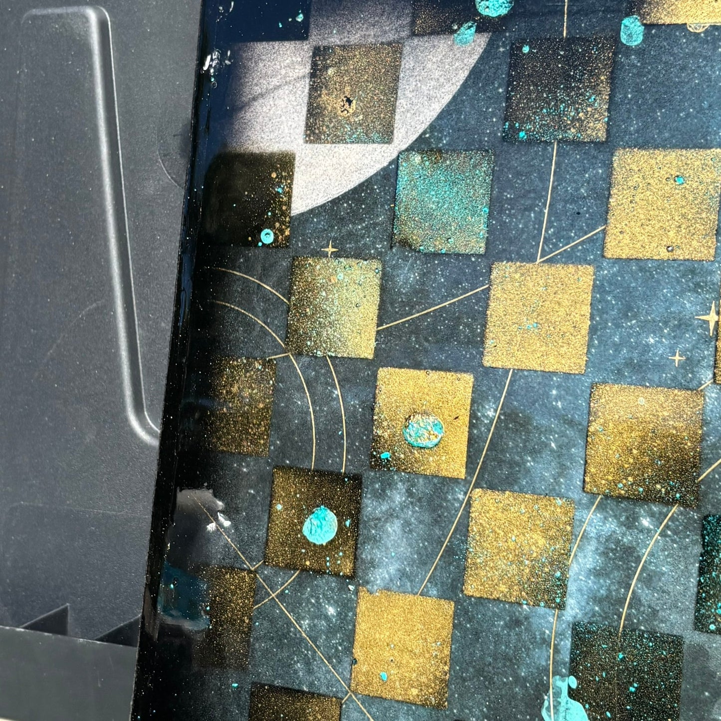 Galaxy Golden Space - Resin Coated Chess Board