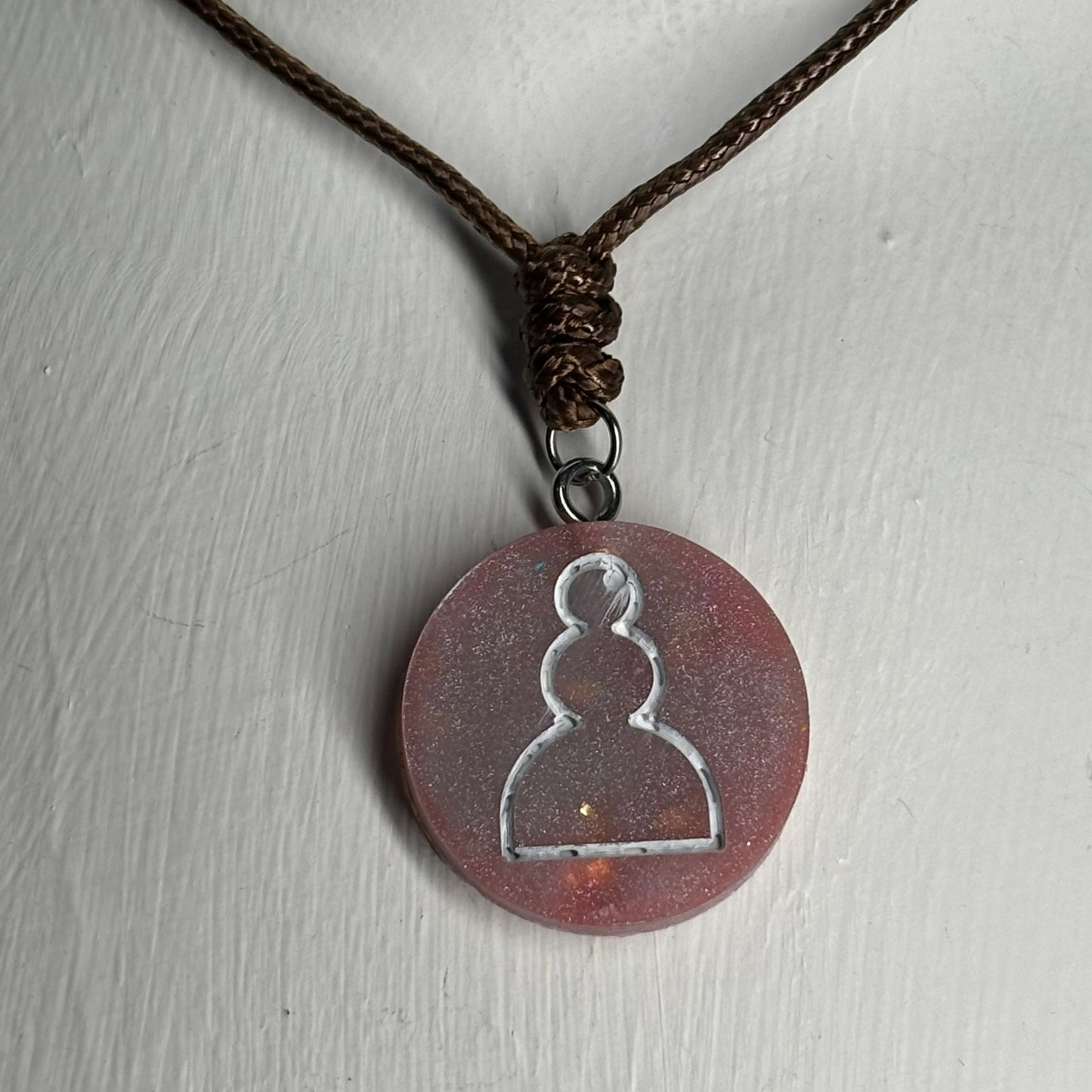 Dusty Pink Pawn - Handmade Resin Chess Necklace