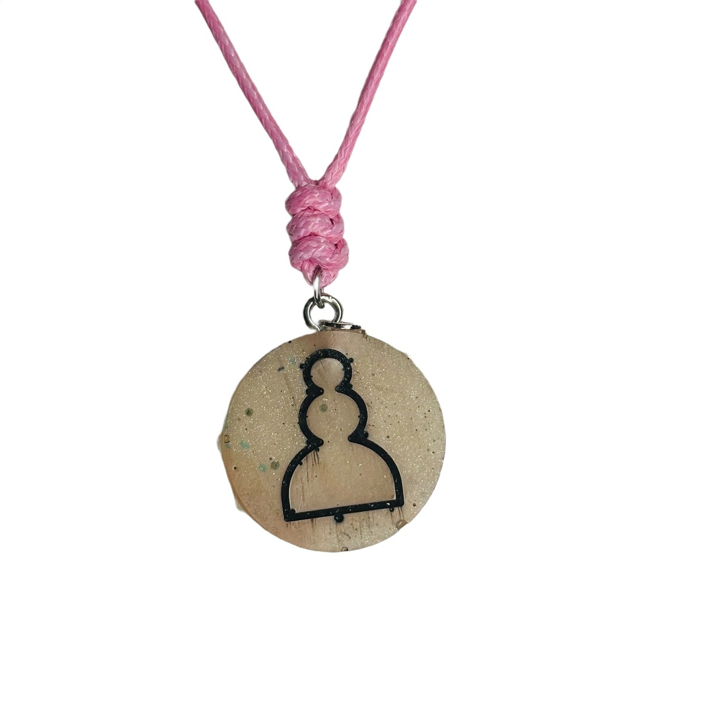 Cream Pink Pawn - Handmade Resin Chess Necklace