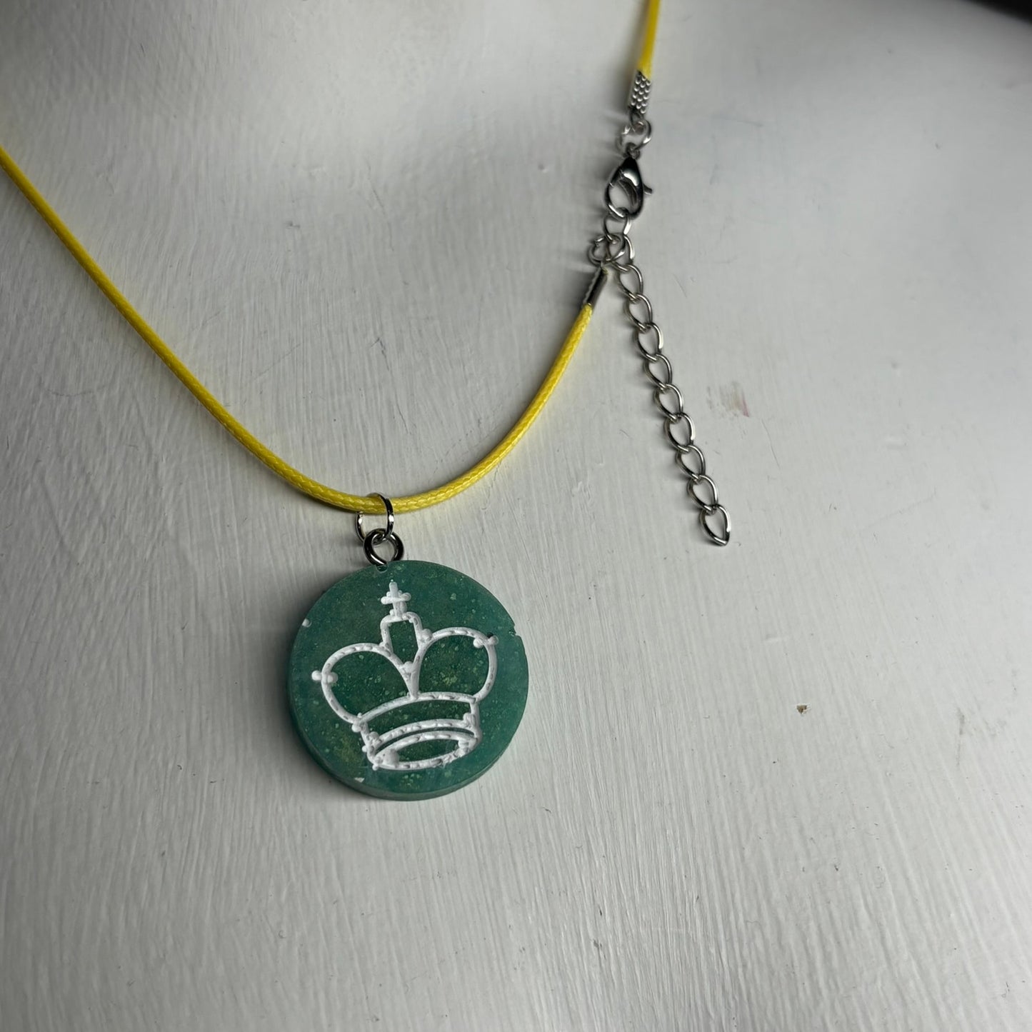 Mint Green King - Handmade Resin Chess Necklace
