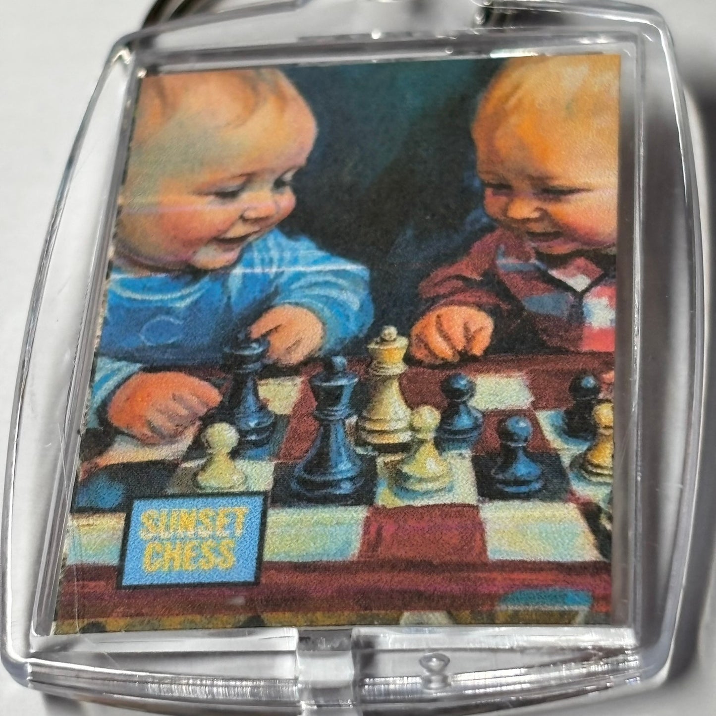 Babies At Work - Sunset Chess Photo Keychain