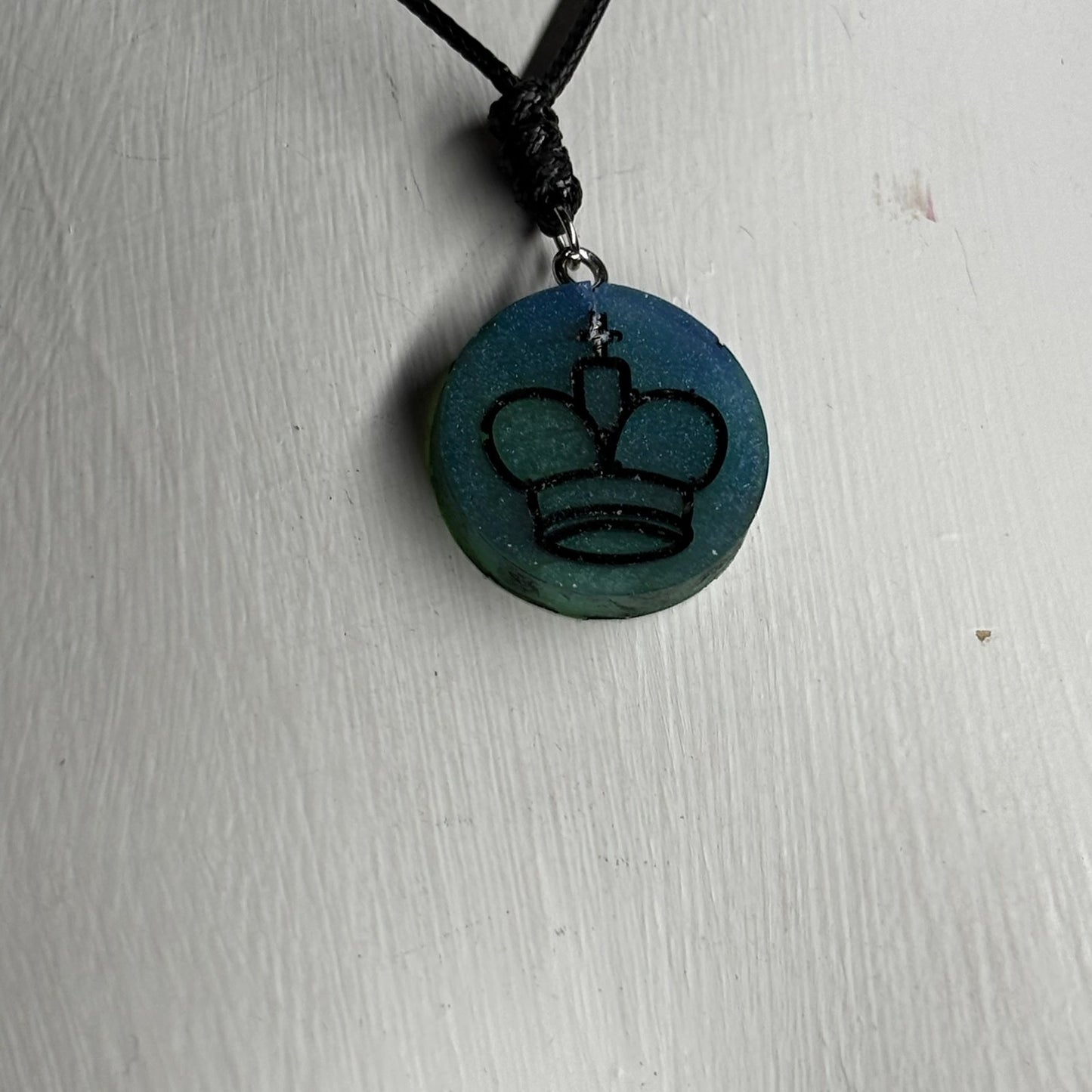 Green King - Handmade Resin Chess Necklace