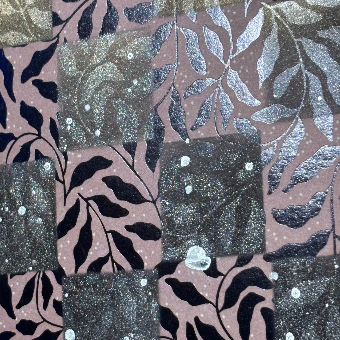 Vintage Black Leaves - Scrapbook Chess Board