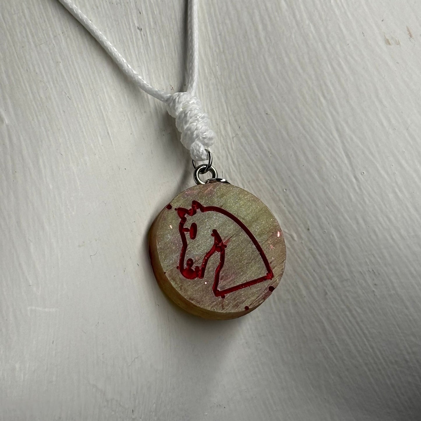 Slight Green Knight - Handmade Resin Chess Necklace