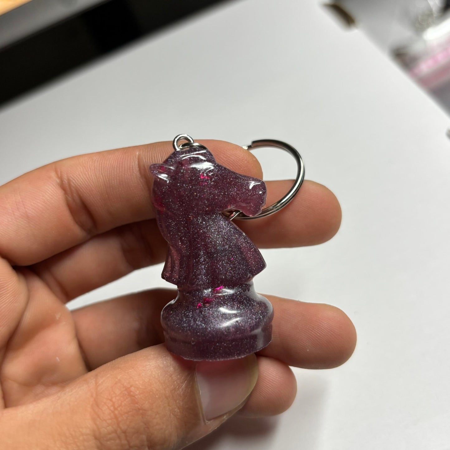 Pink Purple Knight - Handmade Resin Keychain