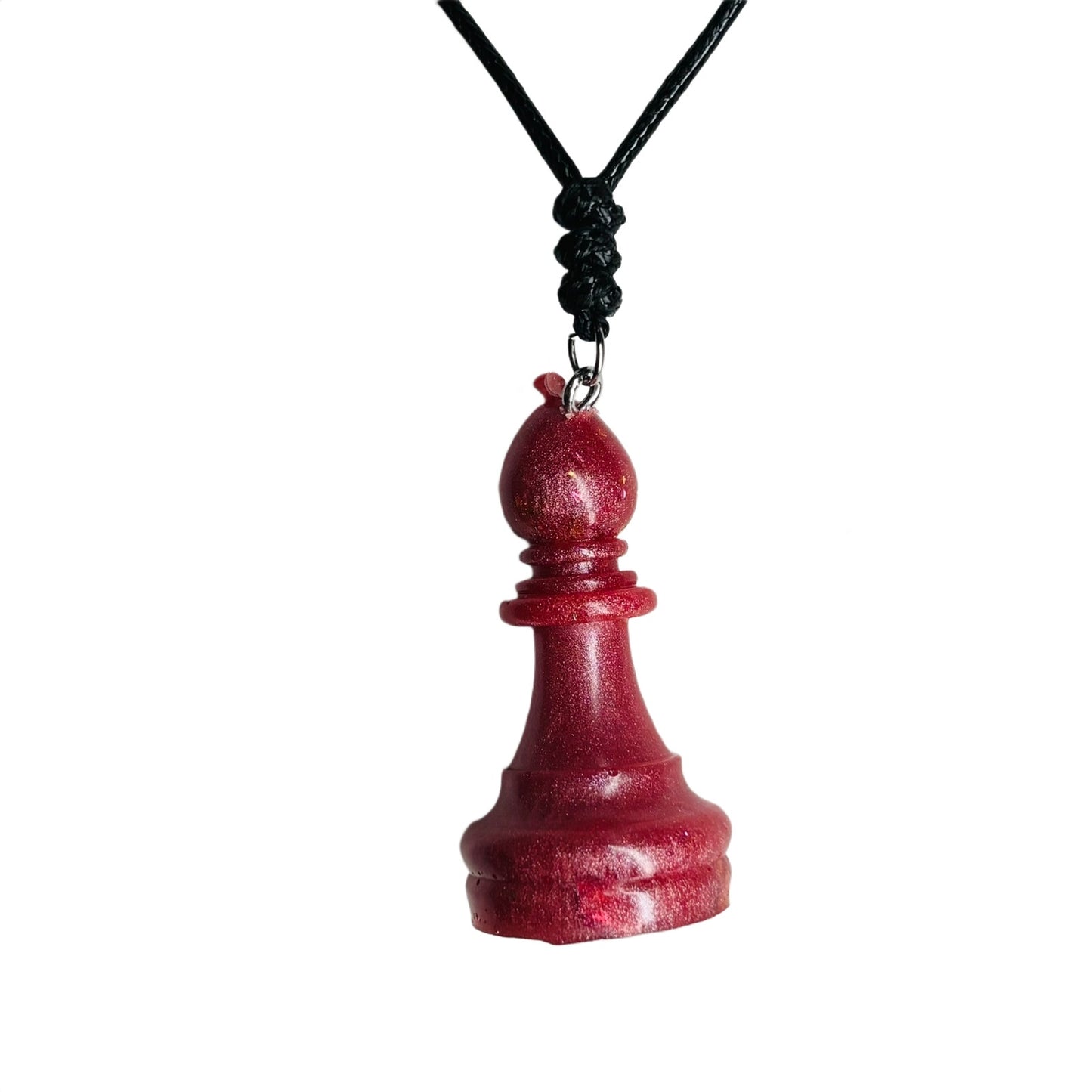Peach Pink Bishop - Handmade Resin Chess Necklace