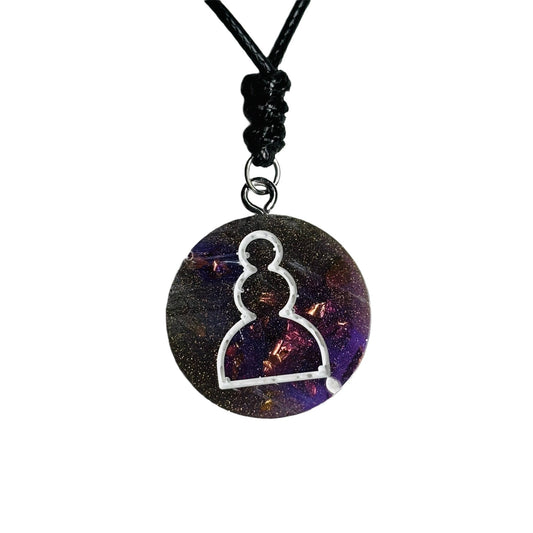 Dark Purple Pawn - Handmade Resin Chess Necklace