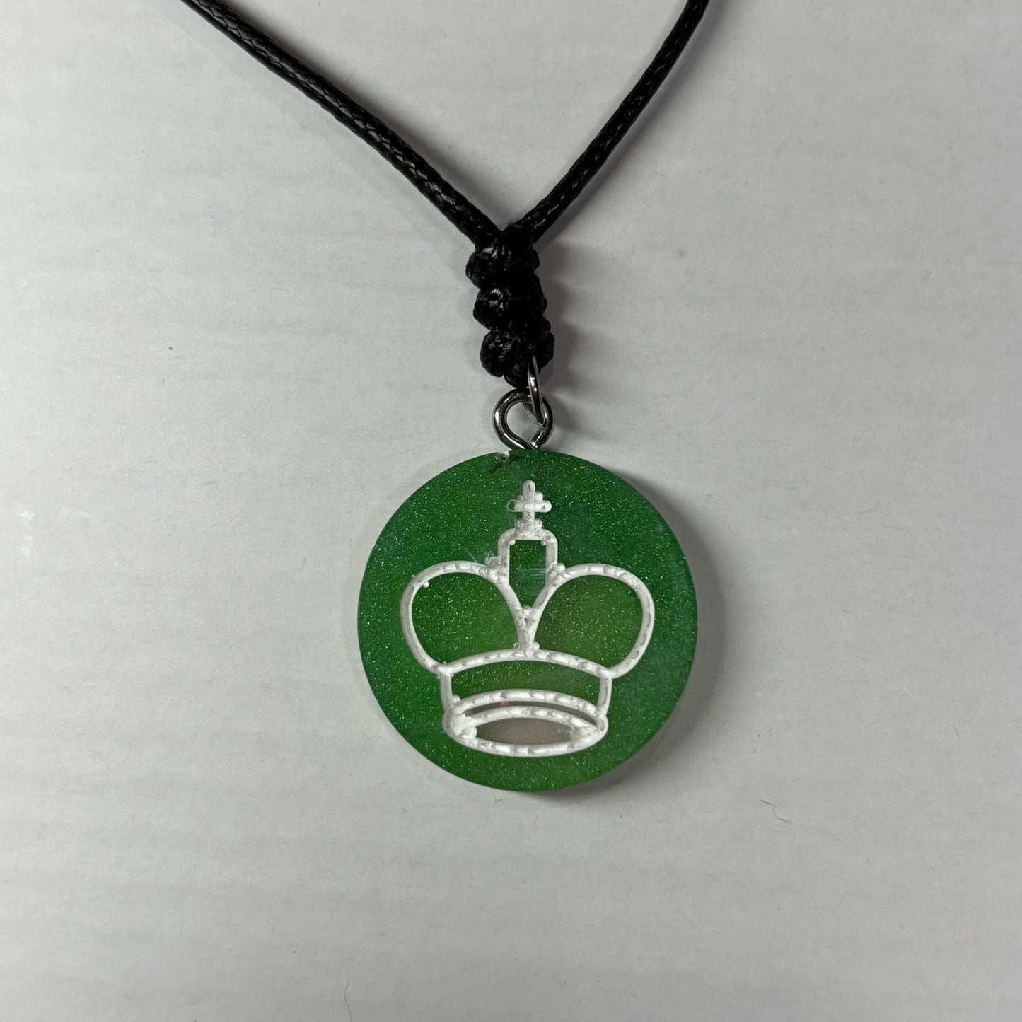 Green King - Handmade Resin Chess Necklace