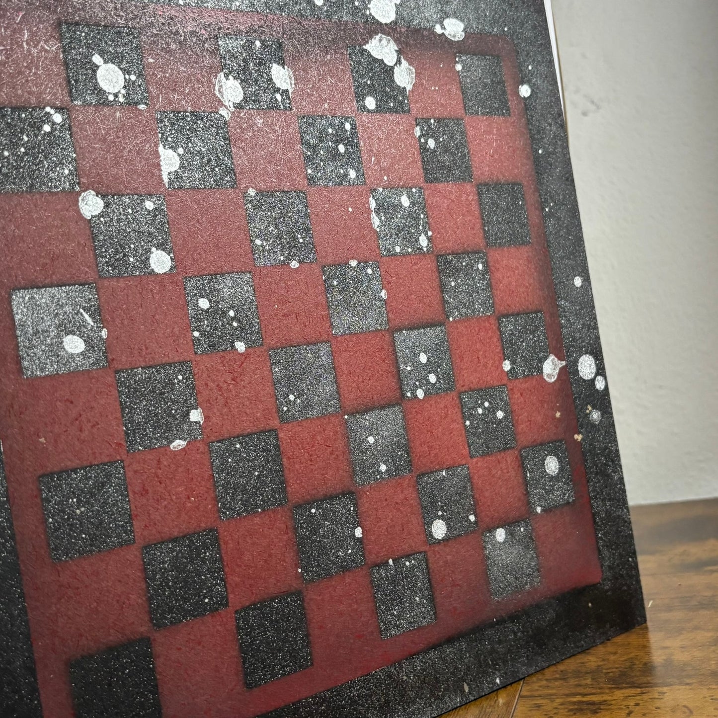 Chrome Red & Black - Painted Chess Board