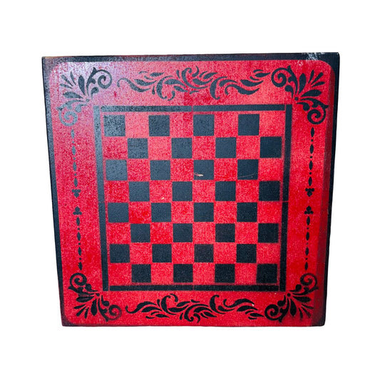 Red & Black - Painted Chess Board