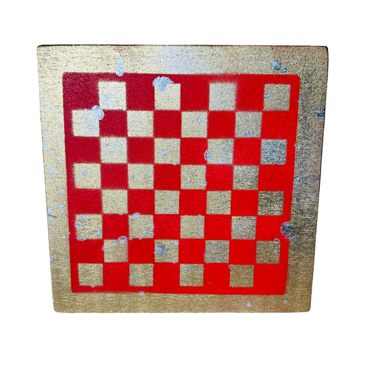 Red & Gold - Painted Chess Board