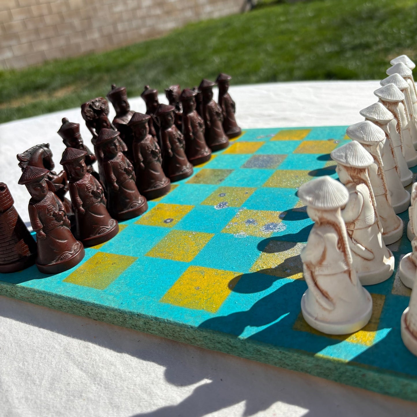 Yellow & Light Blue - Chinese Edition Chess Set