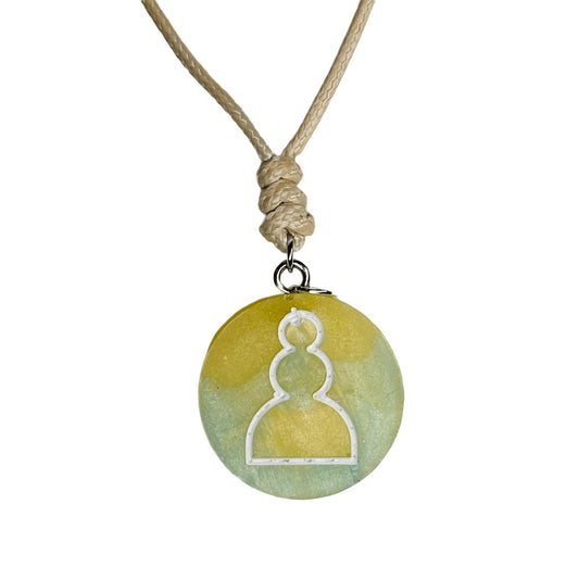 Cream Yellow Pawn - Handmade Resin Chess Necklace