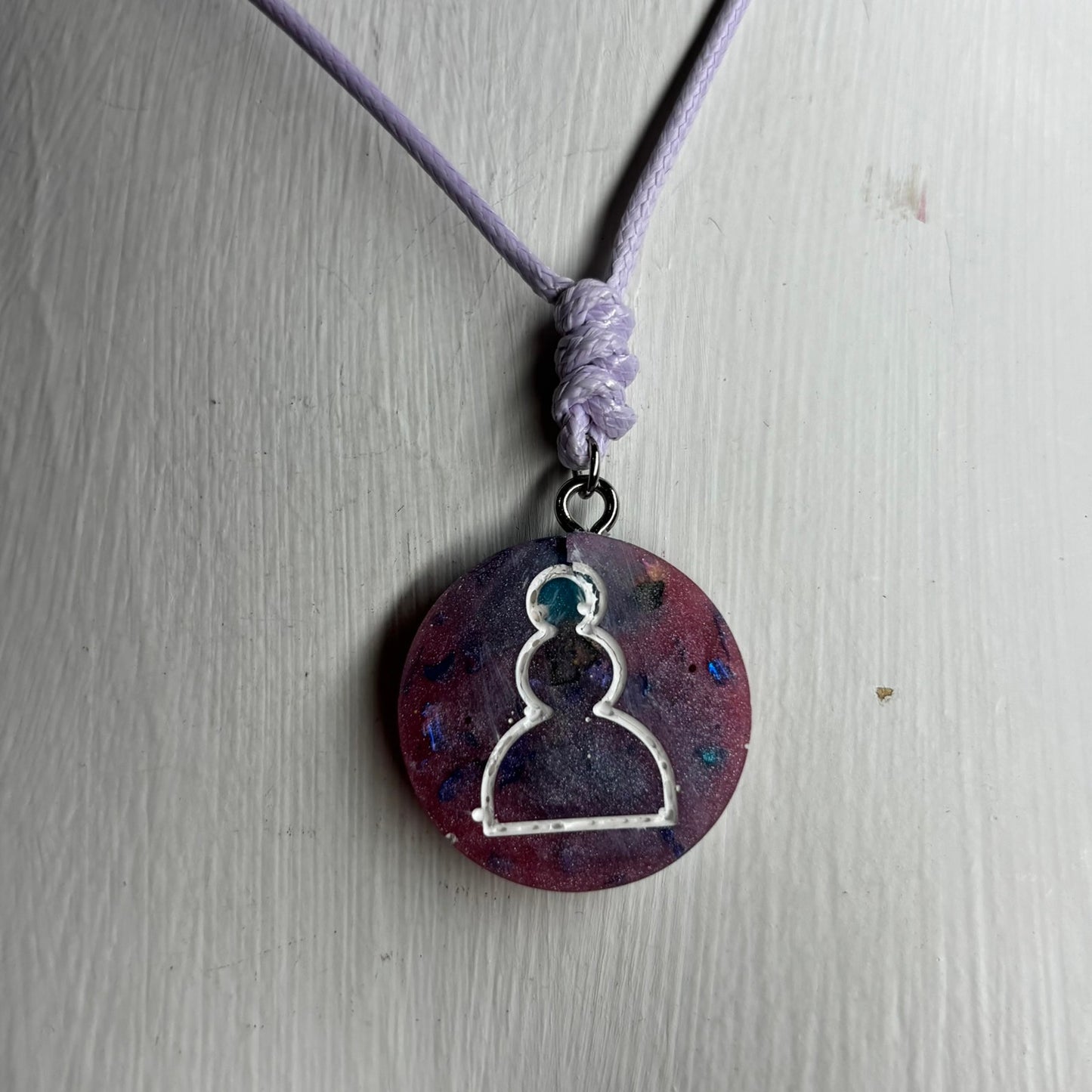 Purple Pink Pawn - Handmade Resin Chess Necklace