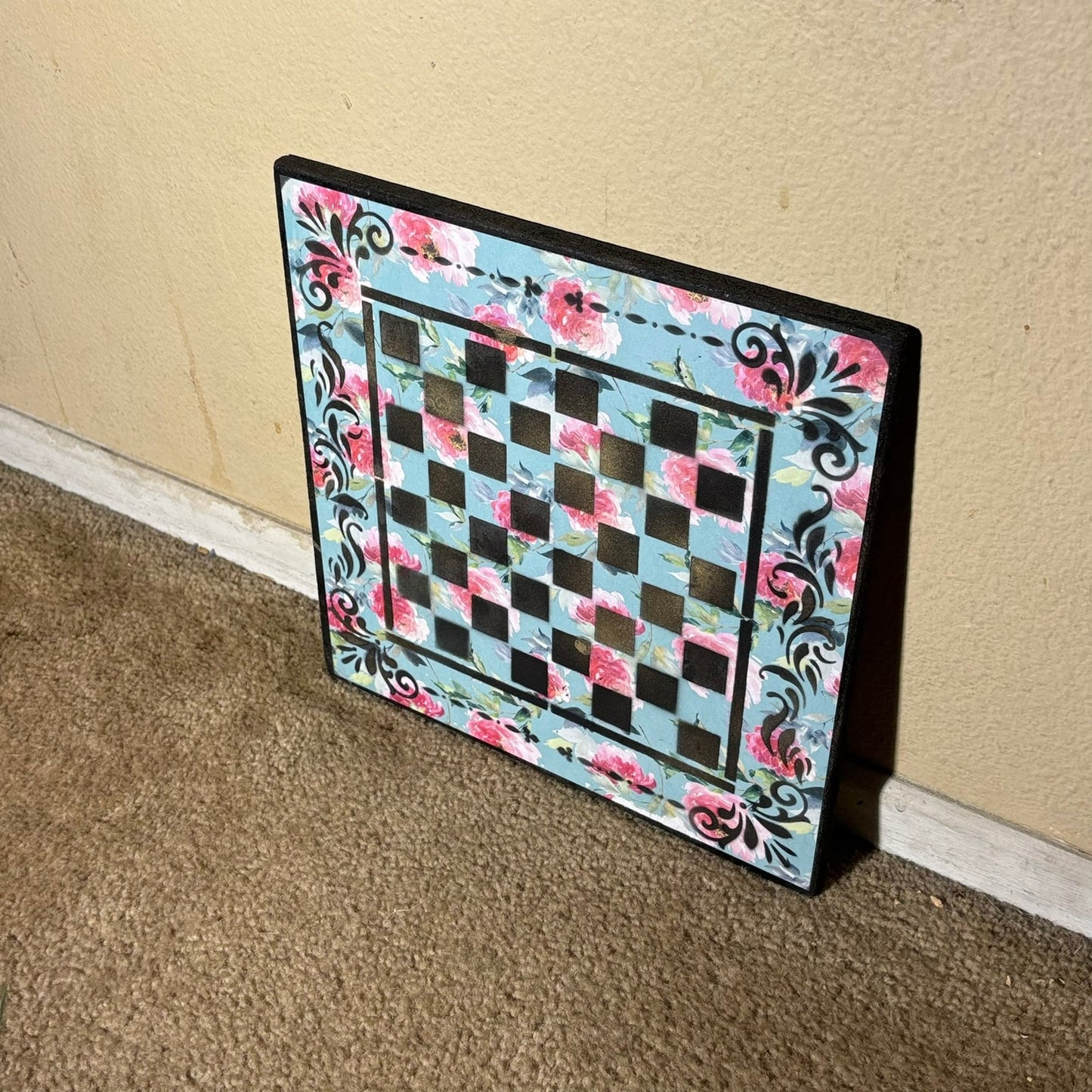 Blue Sky Flowers - Scrapbook Chess Board
