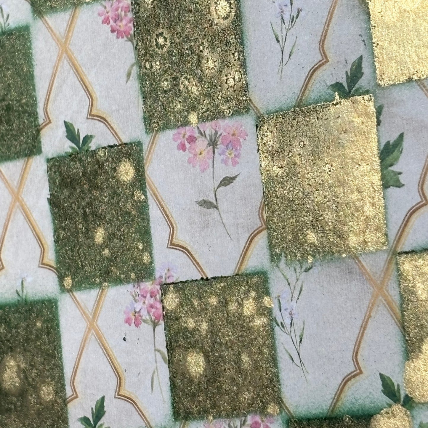 Vintage Golden Green - Scrapbook Chess Board