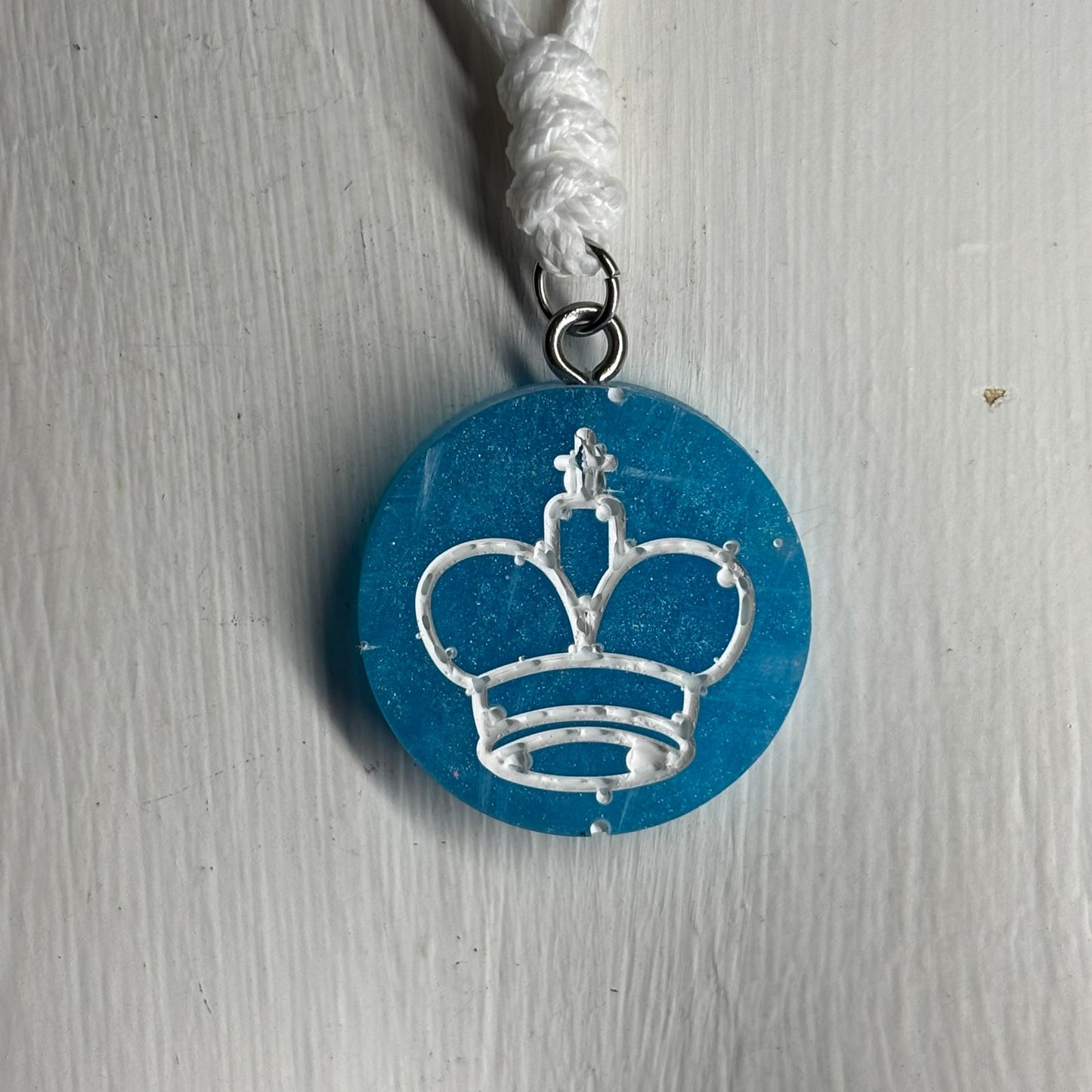 Clean Blue King - Handmade Resin Chess Necklace