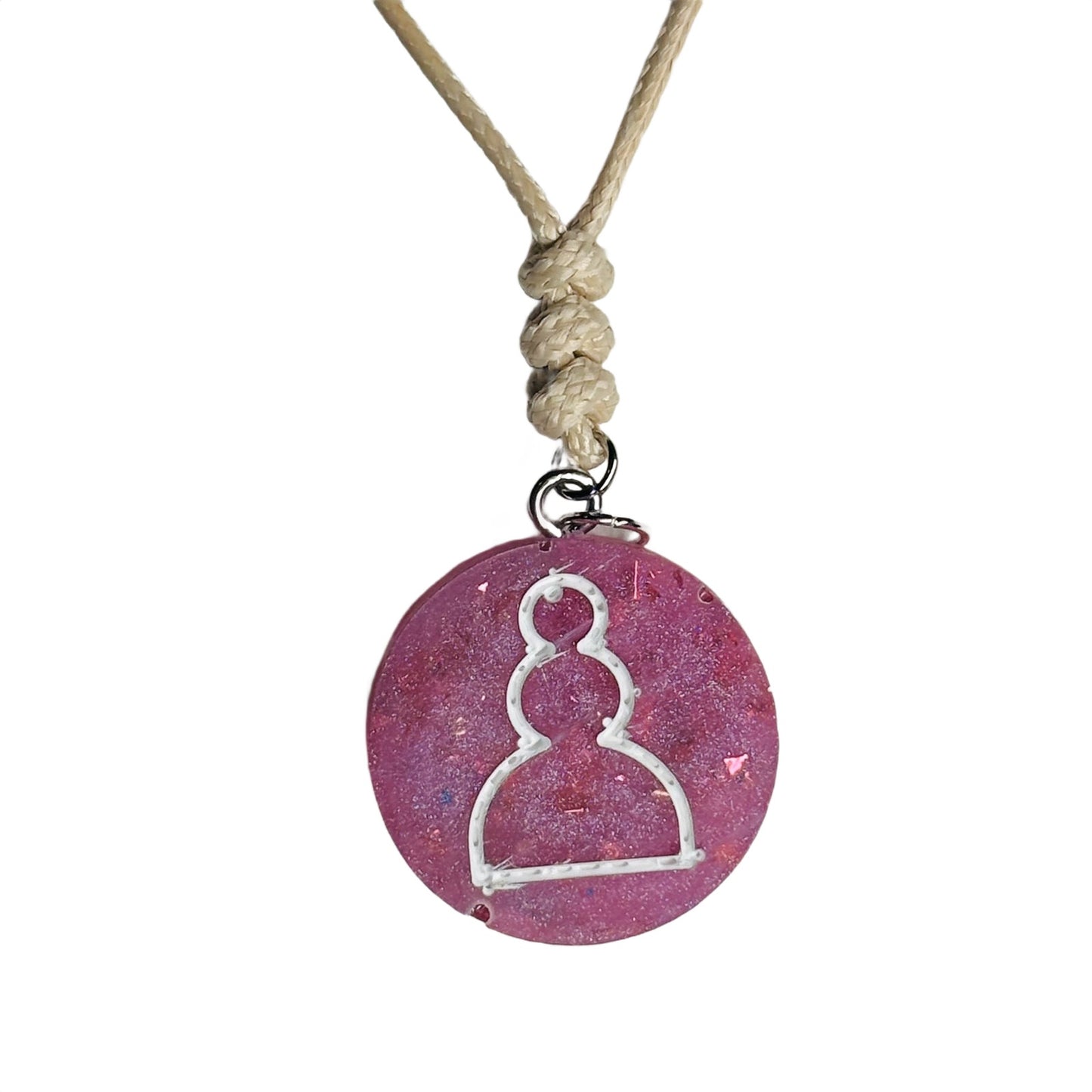 Cream Pink Pawn - Handmade Resin Chess Necklace