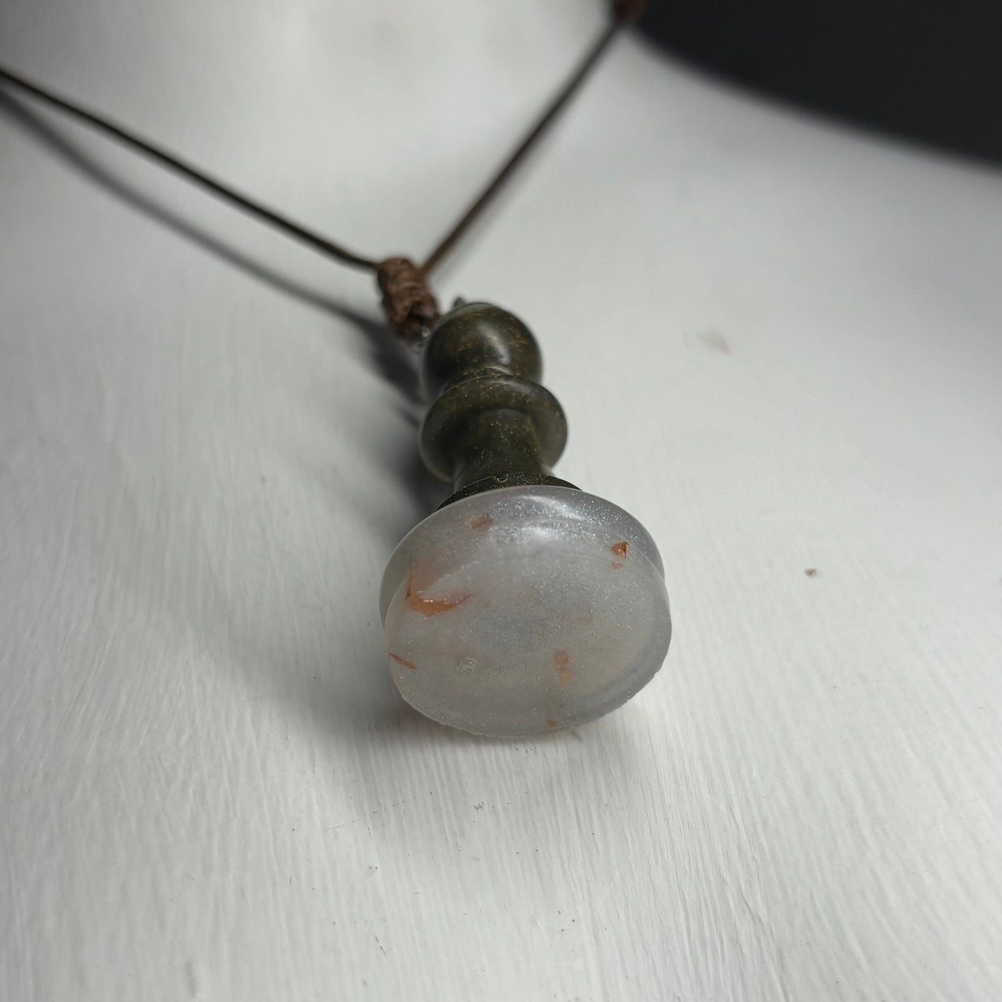 Vintage Green Bishop - Handmade Resin Chess Necklace