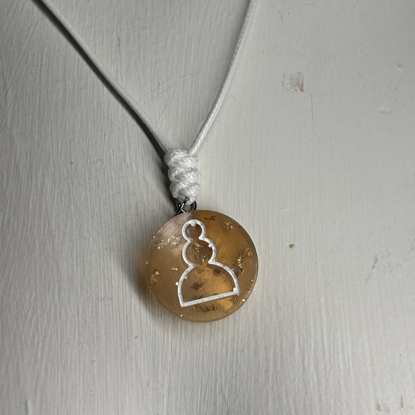 Light Amber Pawn - Handmade Resin Chess Necklace