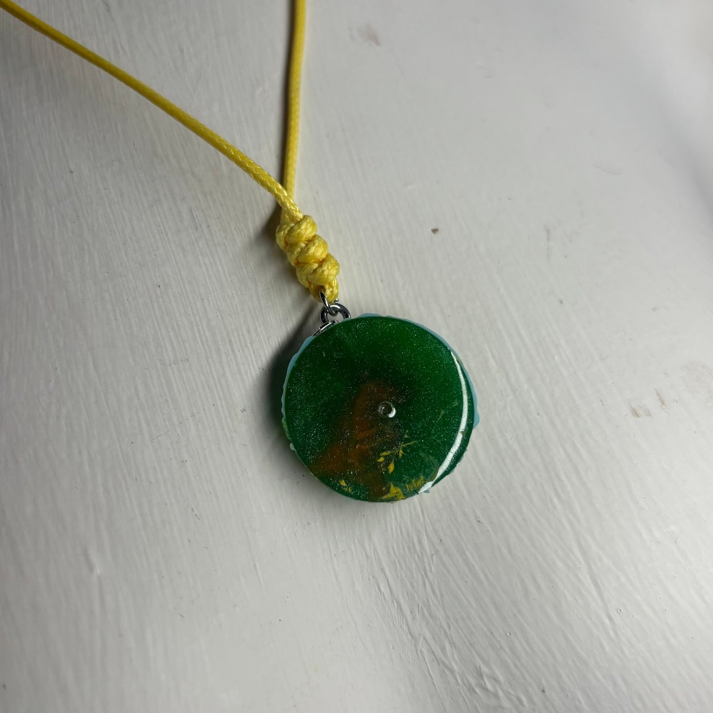 Green Crystal Rook - Handmade Resin Chess Necklace