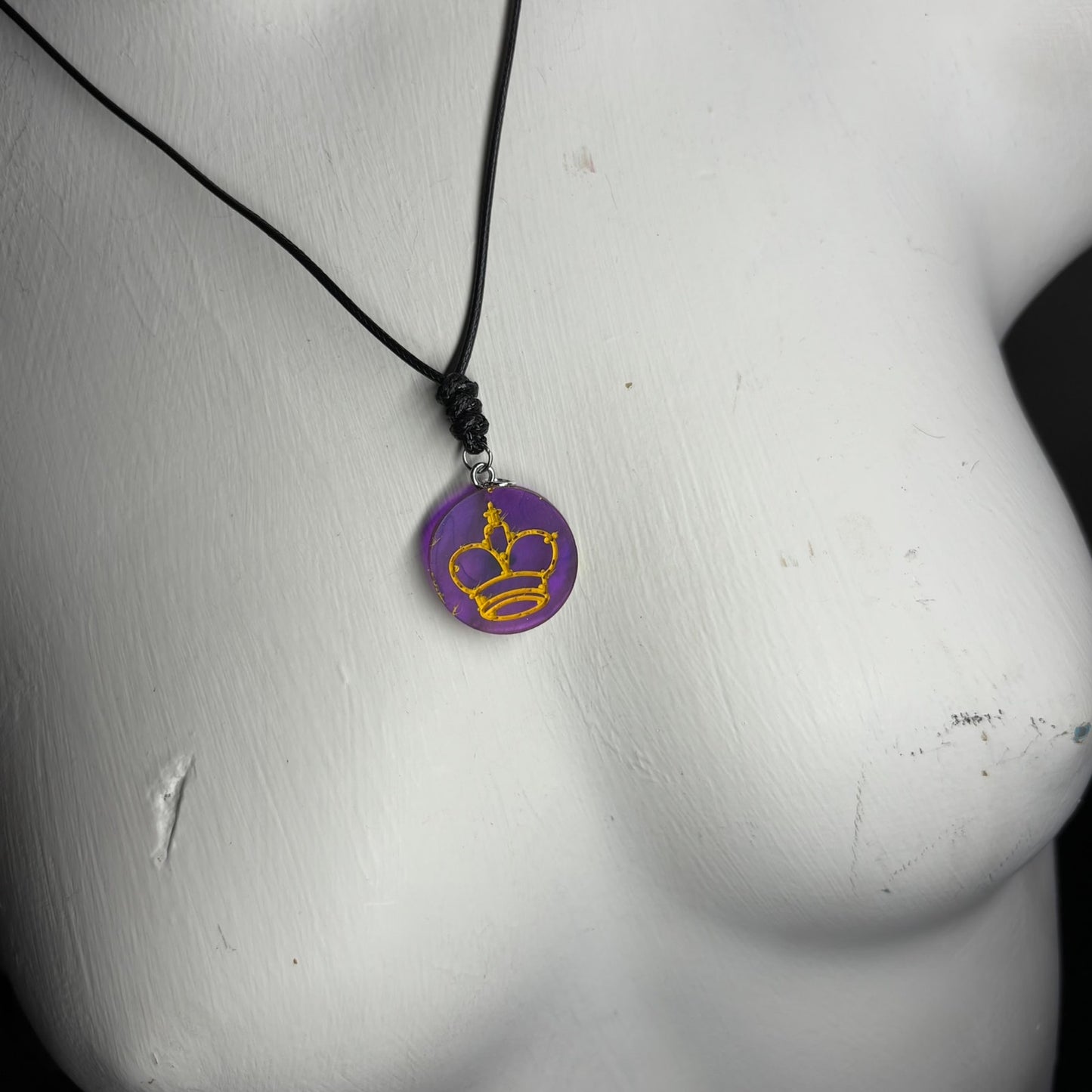 Royal Purple King - Handmade Resin Chess Necklace