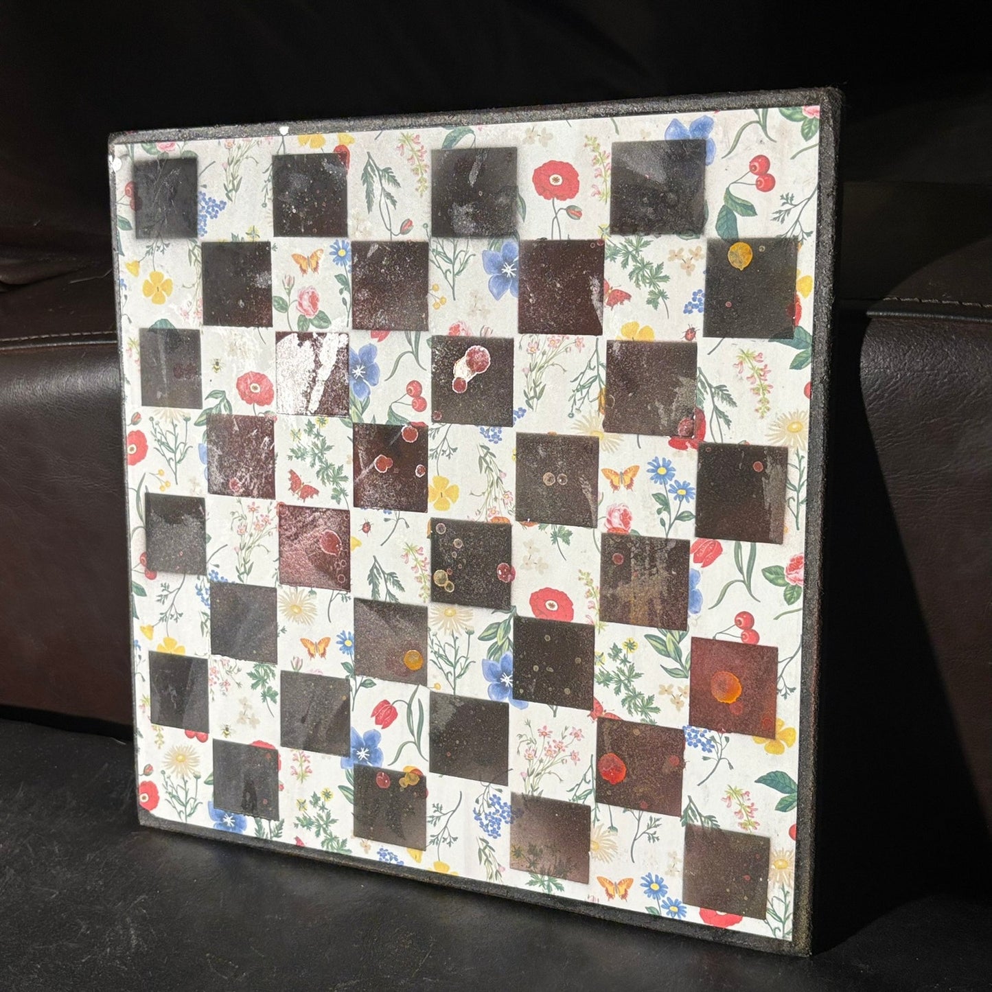 Red Mist Flowers - Scrapbook Chess Board