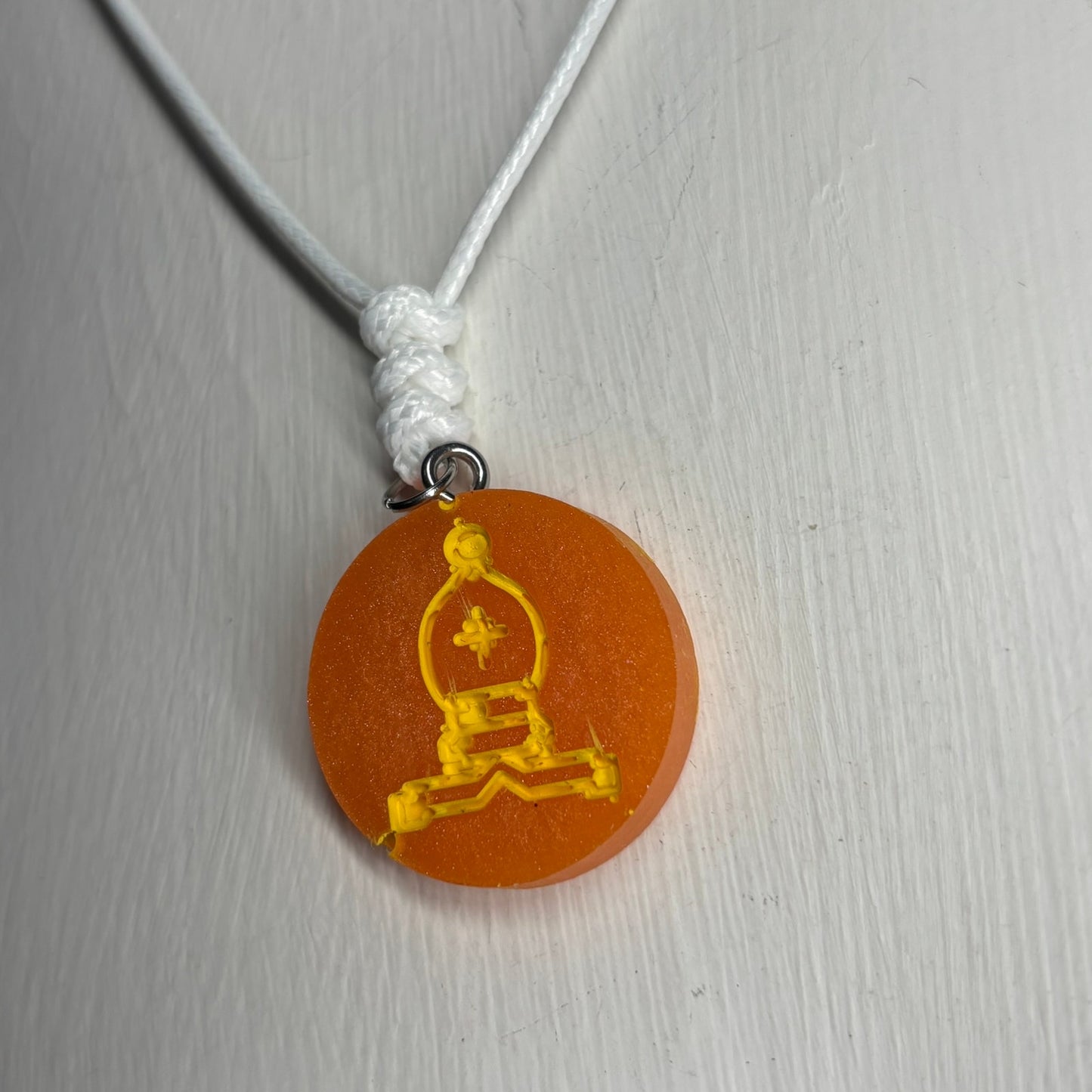 Orange Bishop - Handmade Resin Chess Necklace