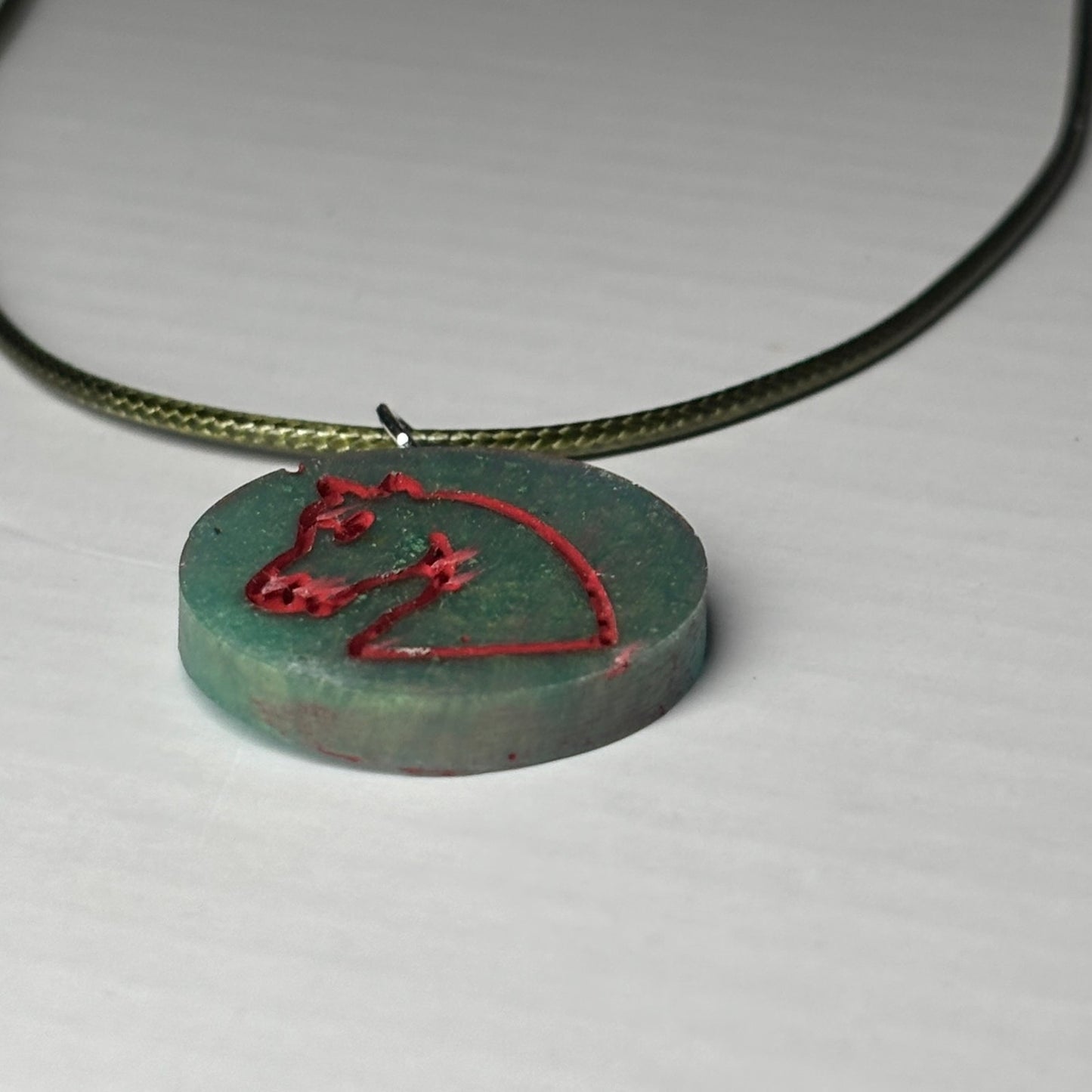 Fading Green - Handmade Resin Chess Necklace