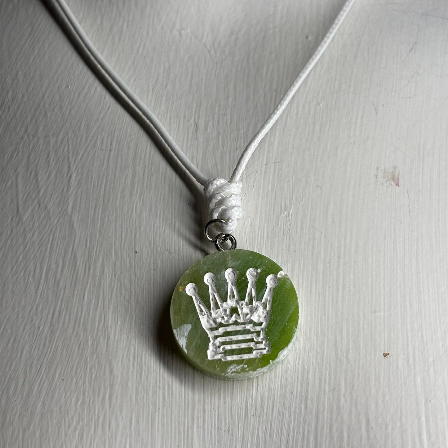 Green Queen - Handmade Resin Chess Necklace