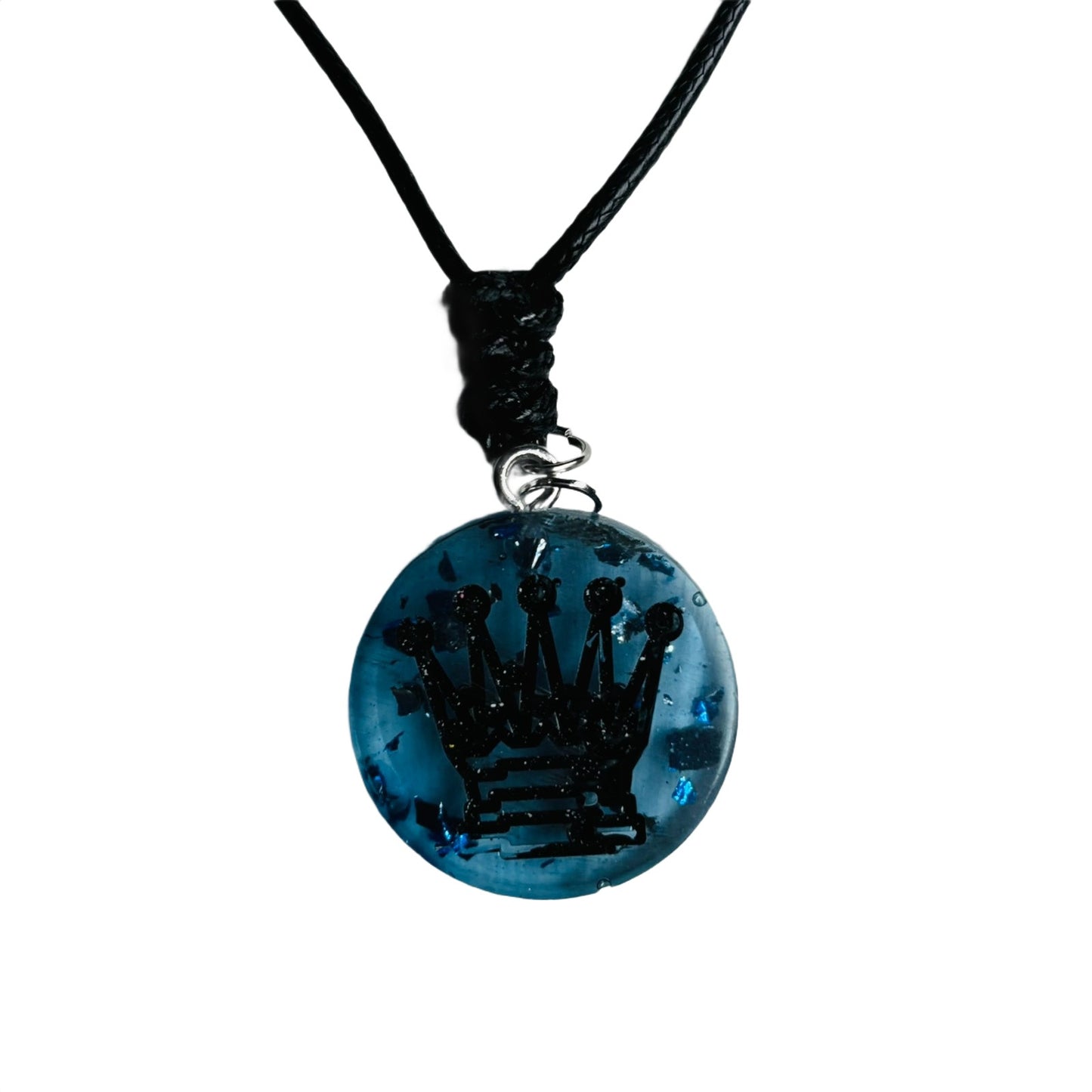 Translucent Blue Queen - Handmade Resin Chess Necklace
