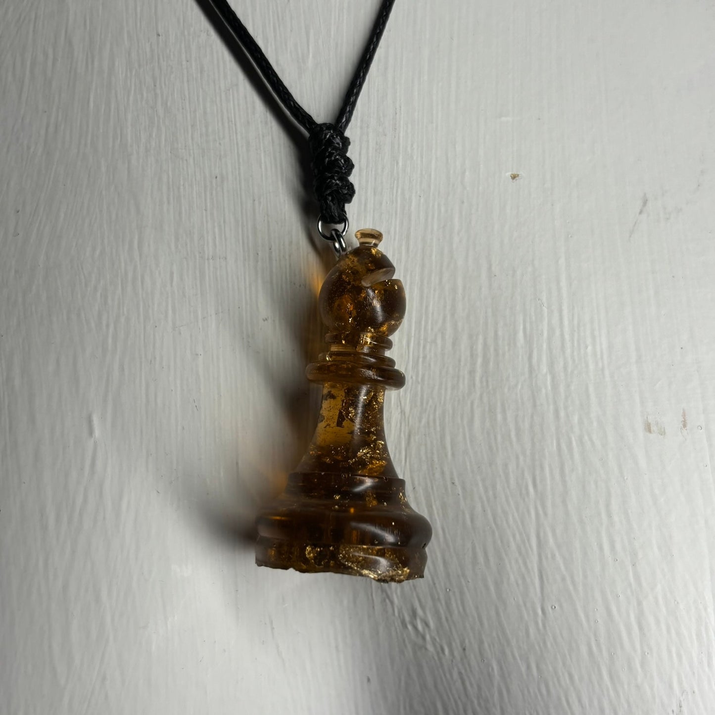 Amber Bishop - Handmade Resin Chess Necklace
