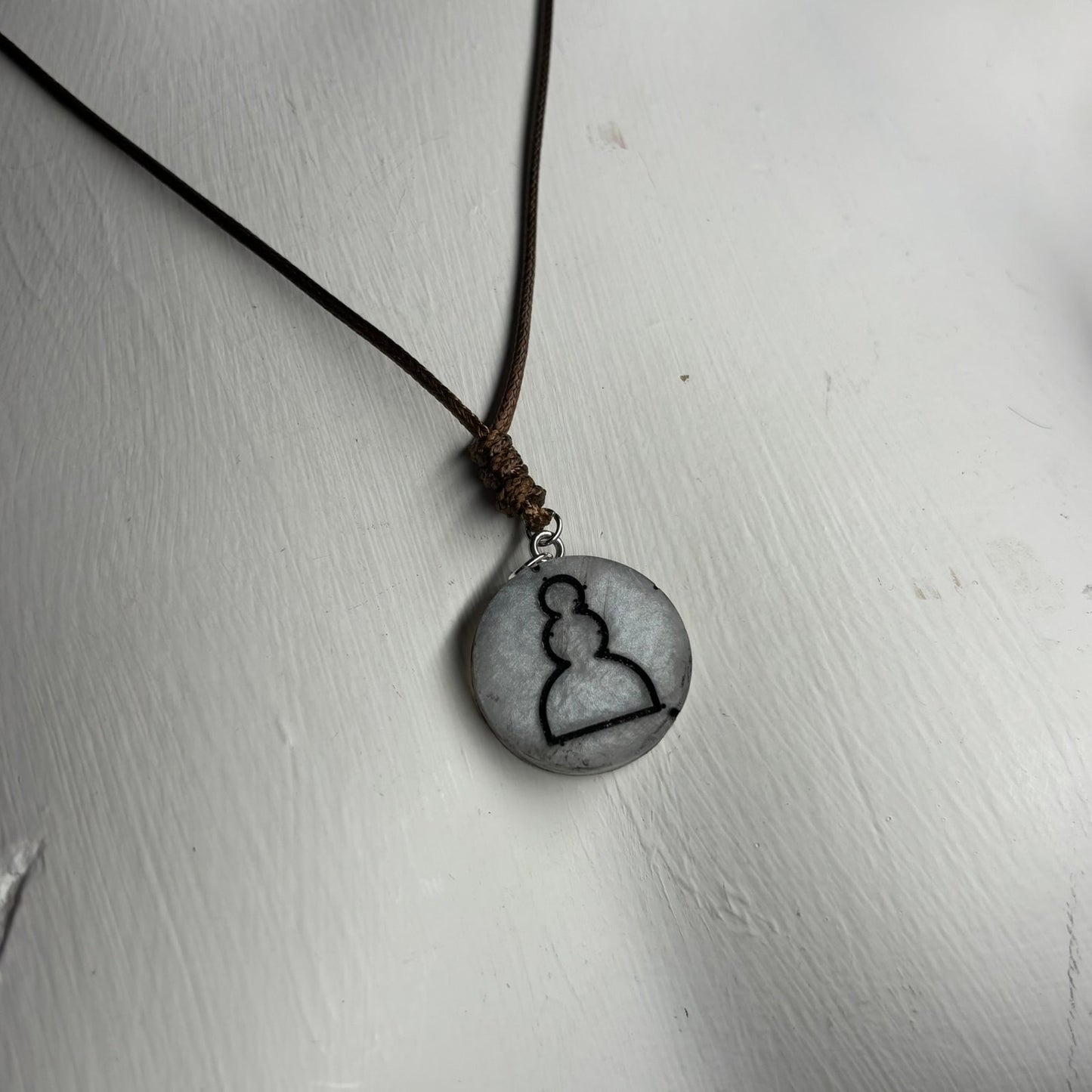 Vintage Gray Pawn - Handmade Resin Chess Necklace