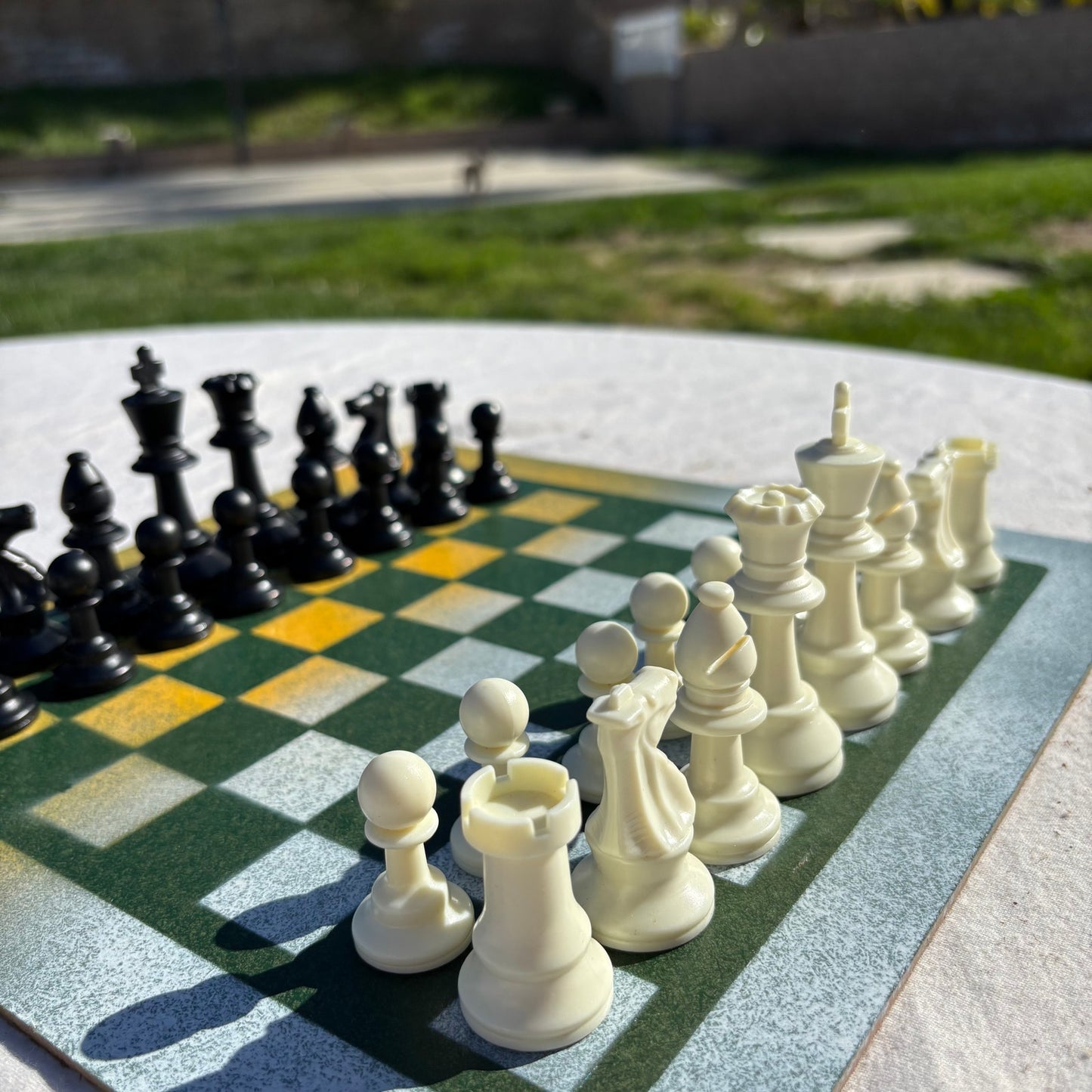 Green & Yellow - Painted Chess Set