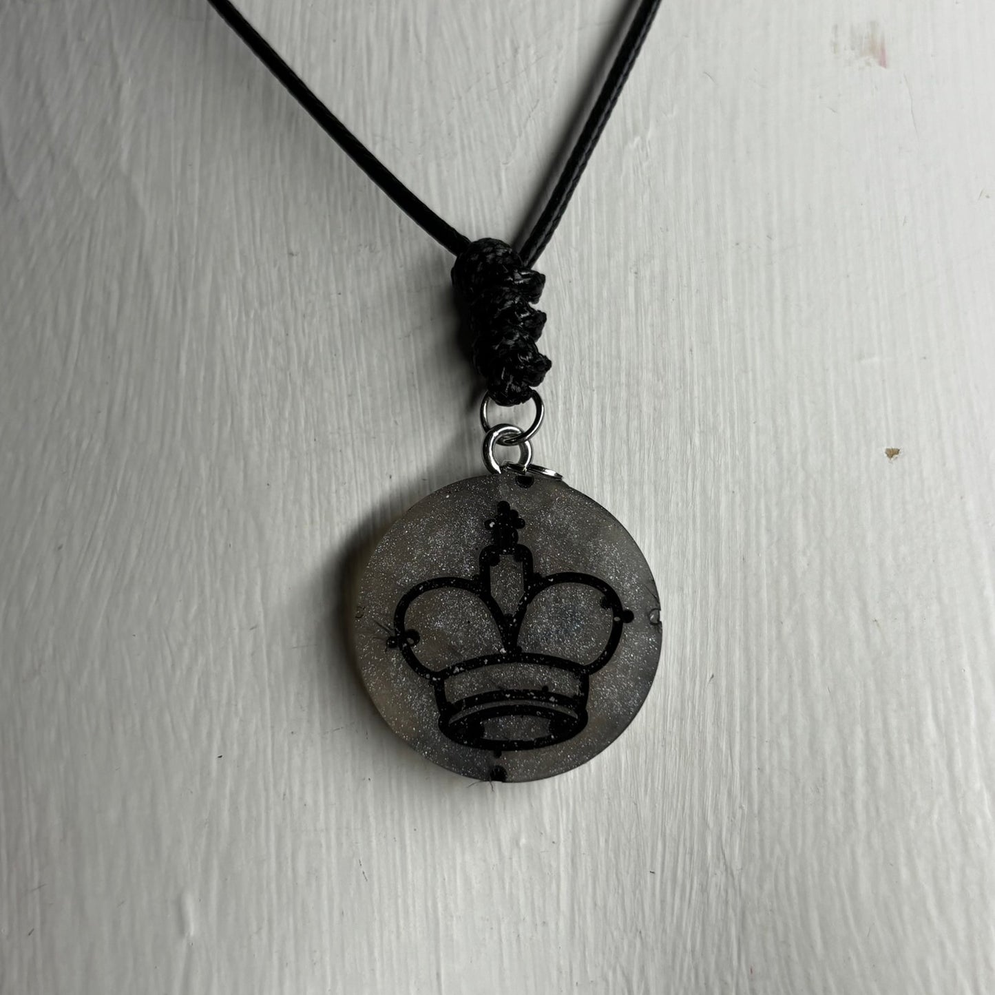 Silver Dark Queen - Handmade Resin Chess Necklace