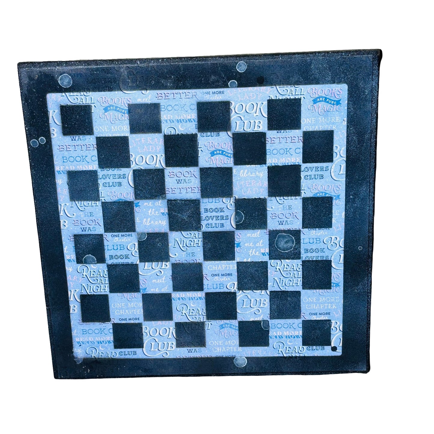 Blue & Black Wording - Scrapbook Chess Board