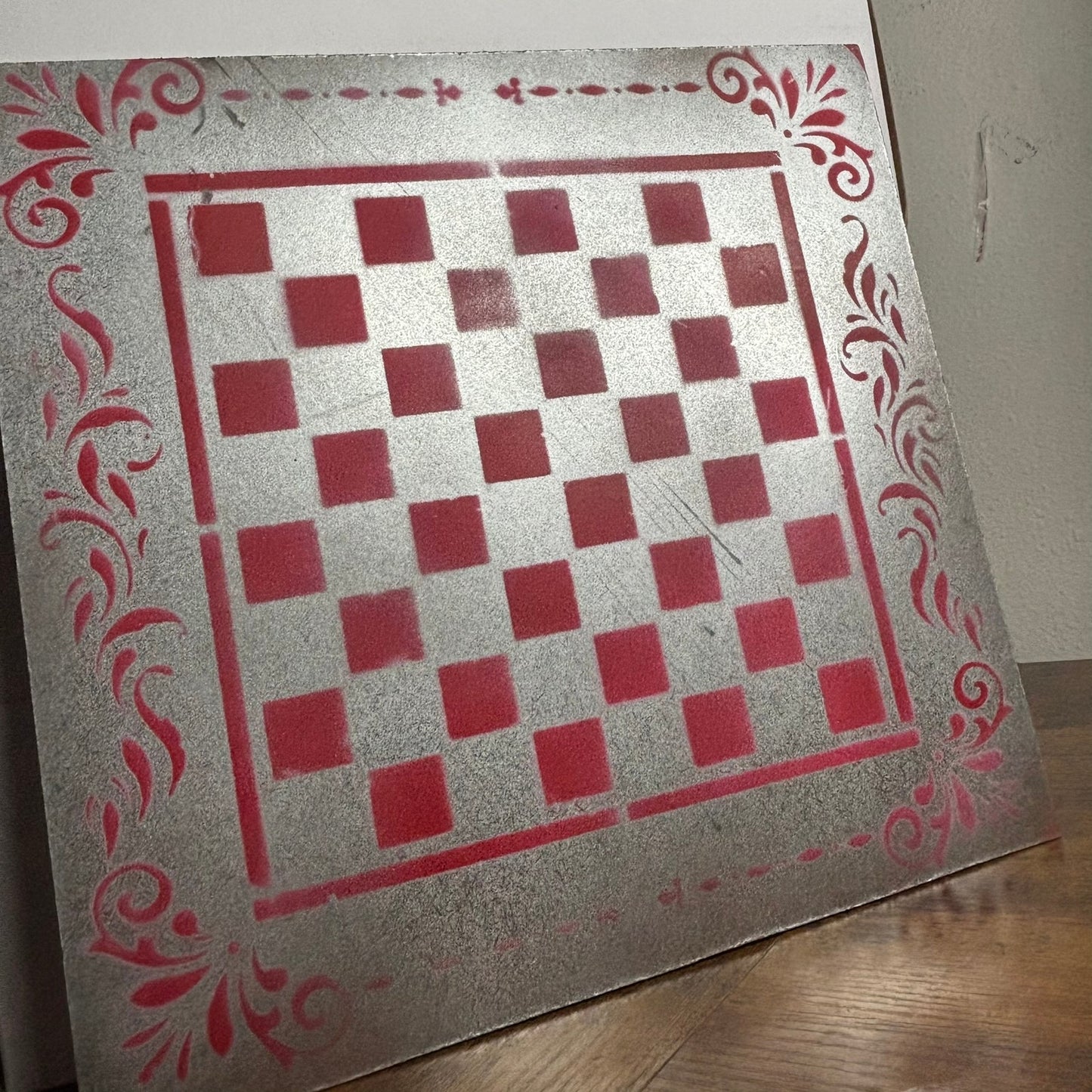 Chrome Red - Painted Chess Board