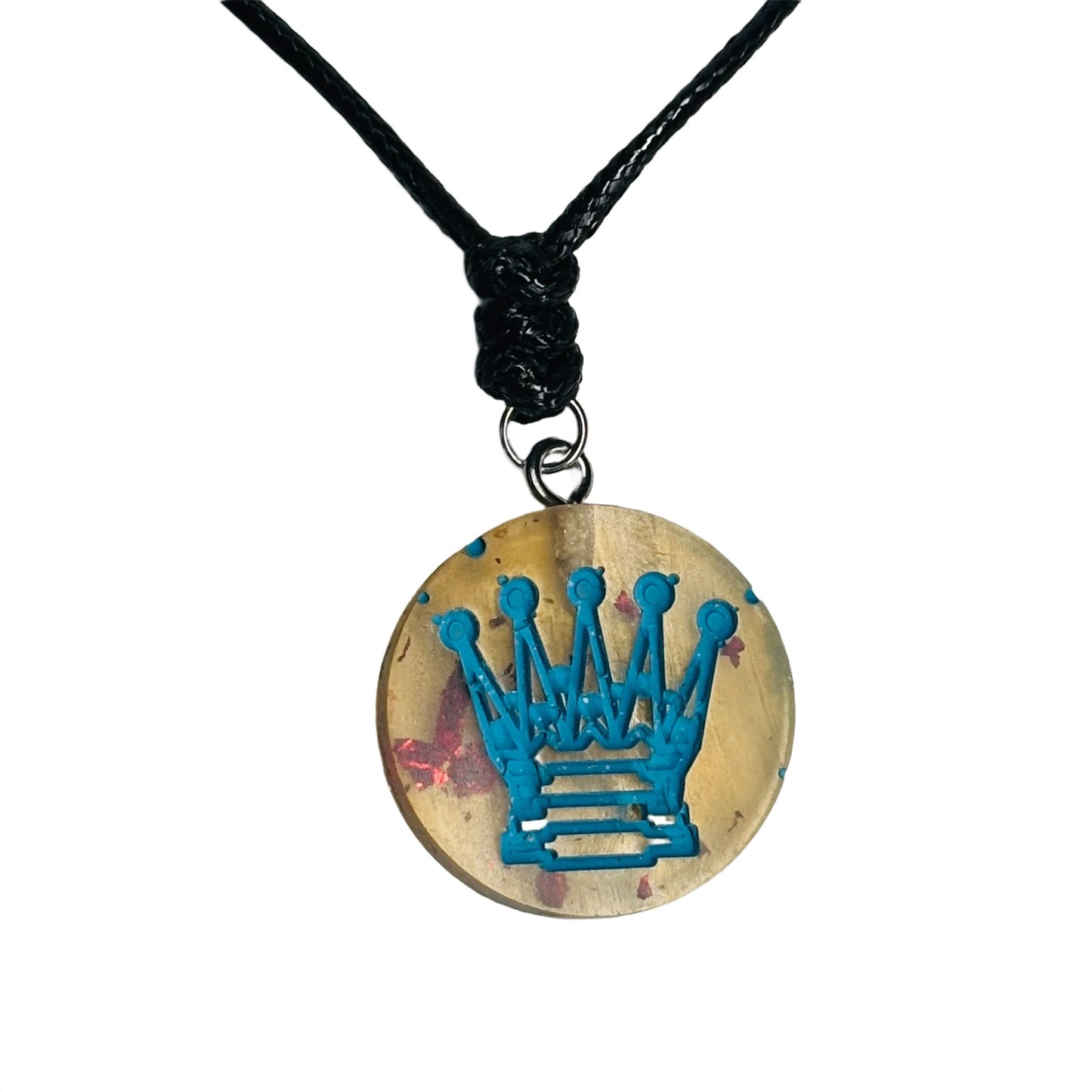 Blue Print Queen - Handmade Resin Chess Necklace