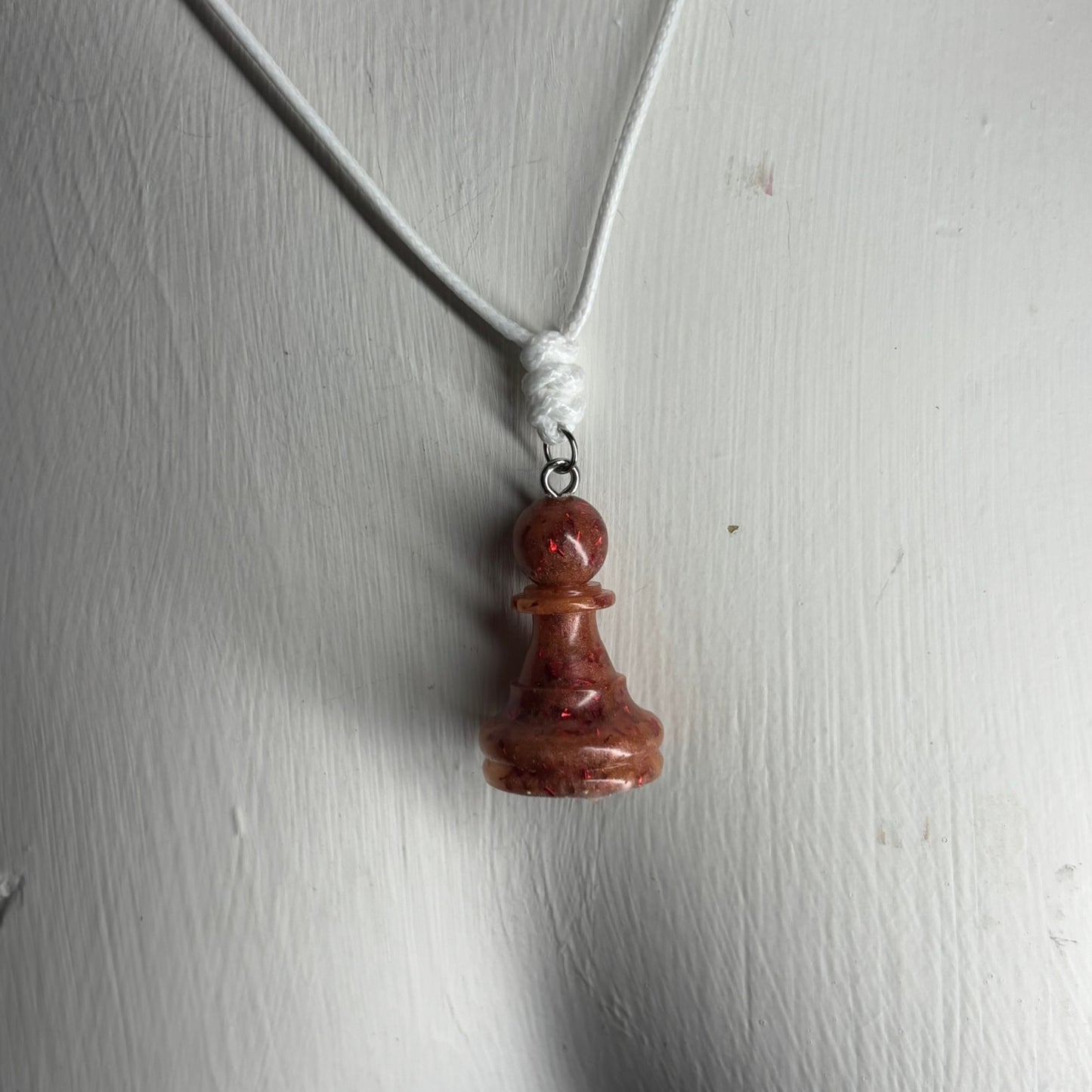 Orange Fiery Pawn- Handmade Resin Chess Necklace