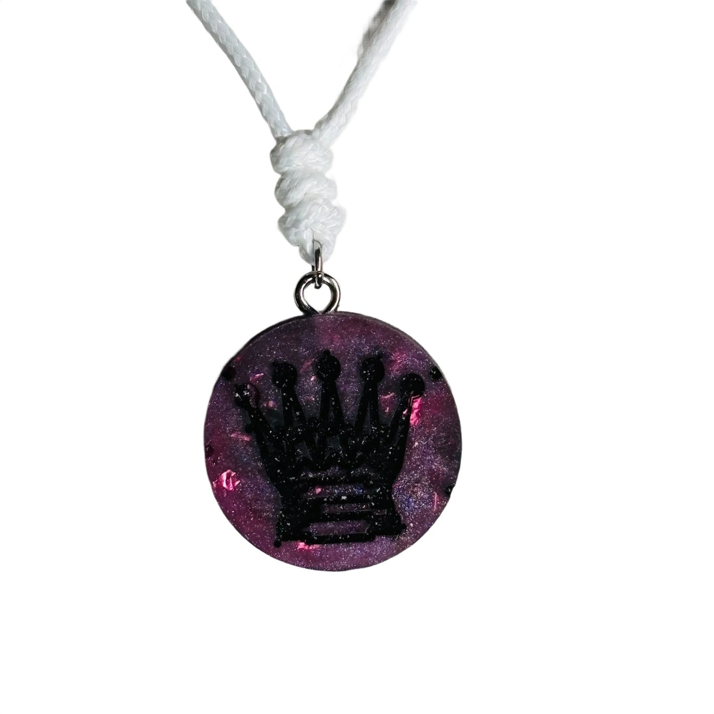 Dark Purple Queen - Handmade Resin Chess Necklace