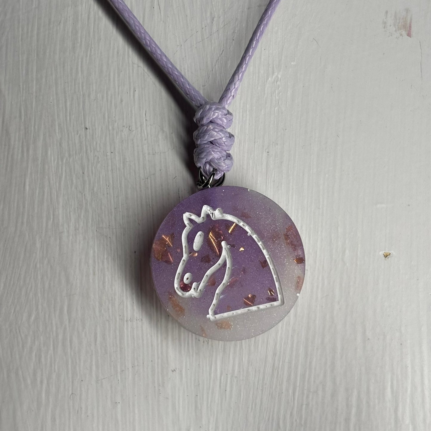 Starlight Purple Knight - Handmade Resin Chess Necklace