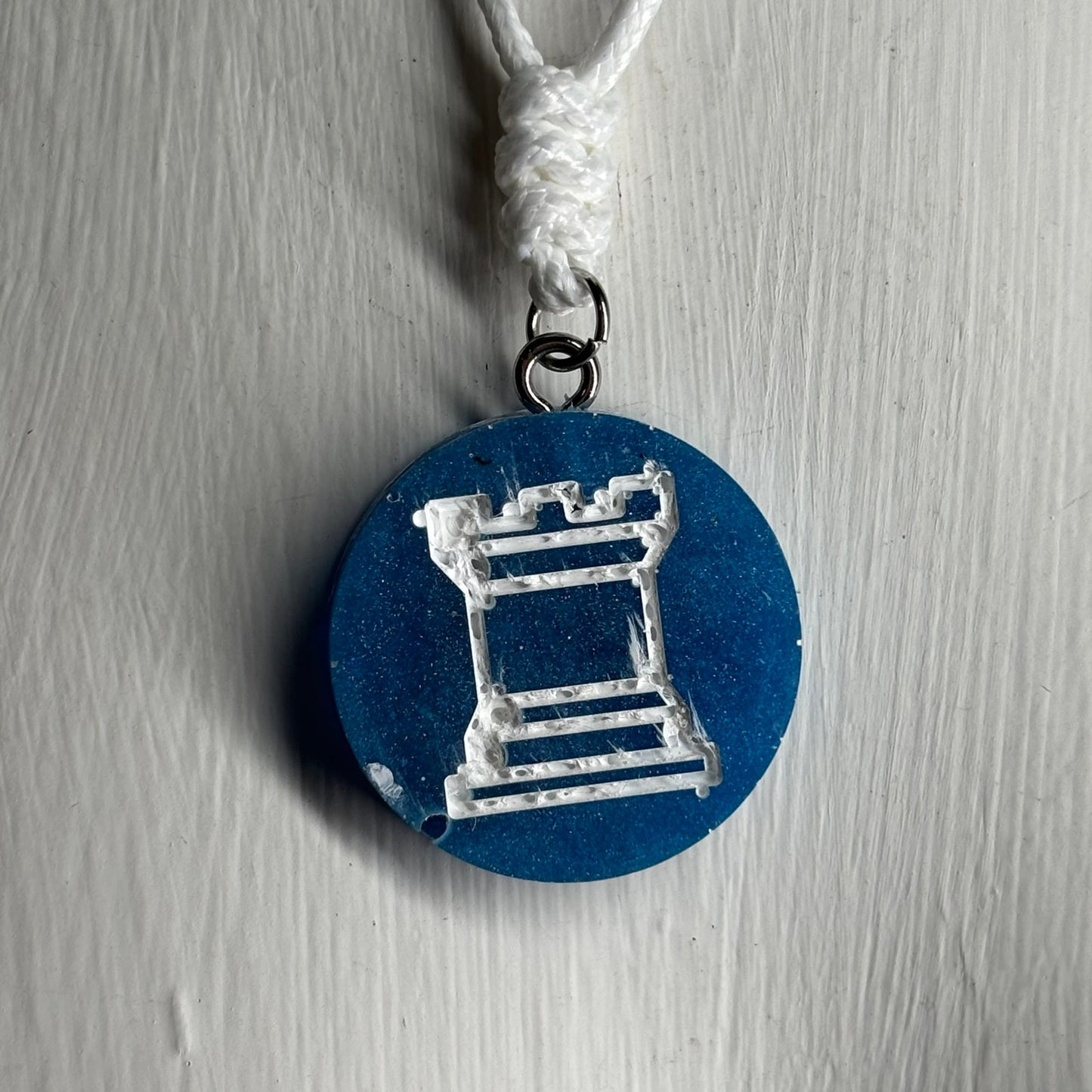 Blue Rook - Handmade Resin Chess Necklace
