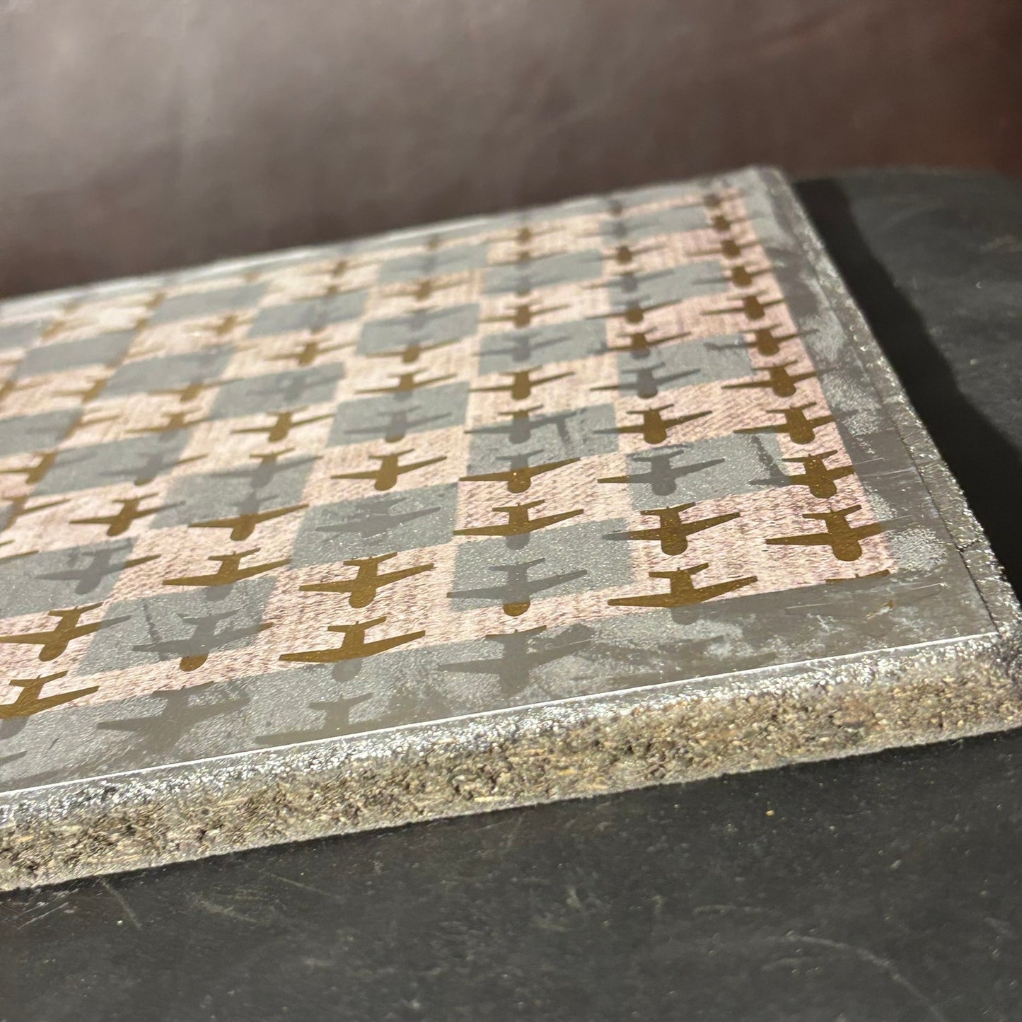 Golden Chrome Planes - Scrapbook Chess Board