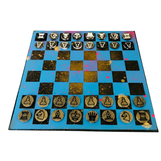 Party Blue - Painted Chess Set