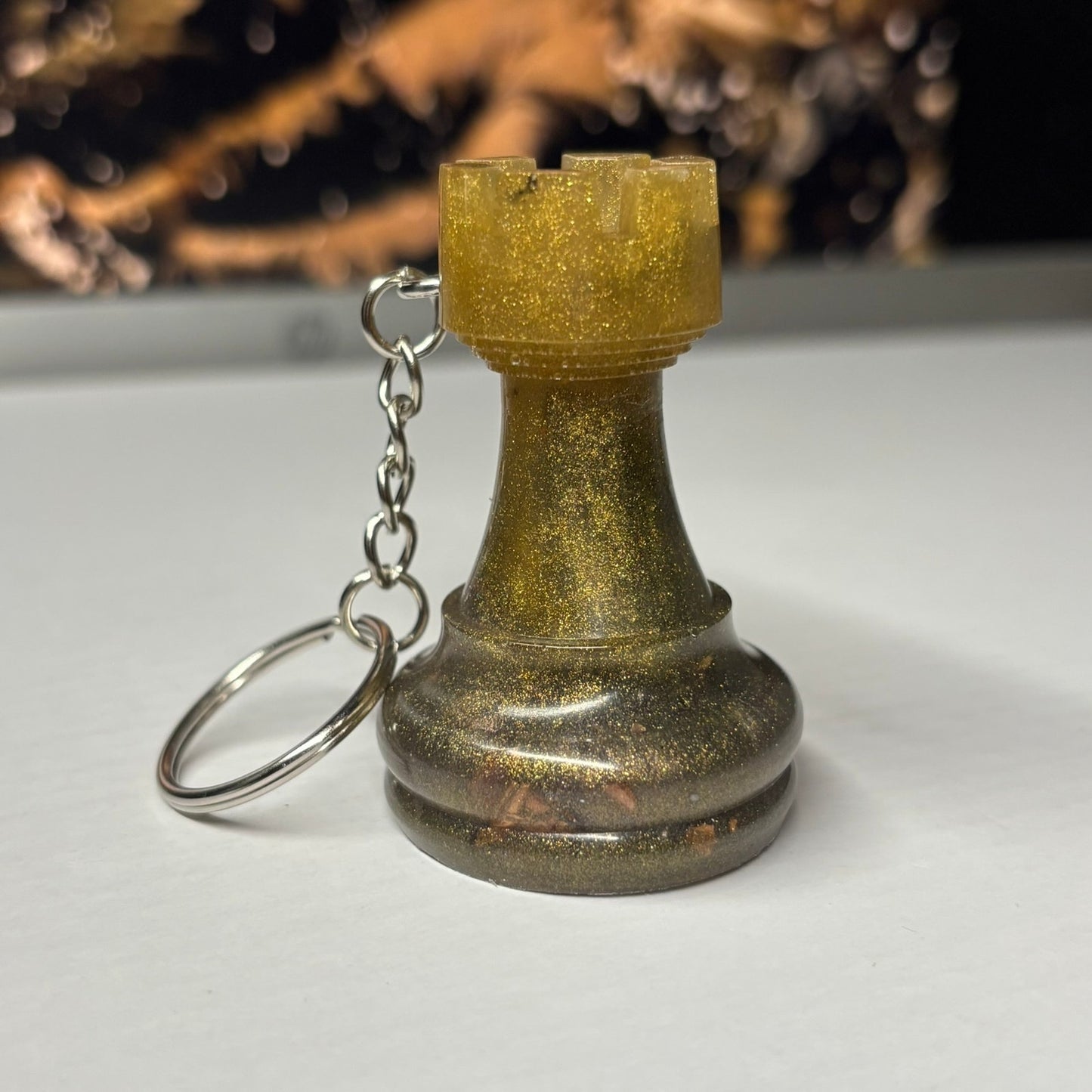 Royal Brown Rook - Handmade Resin Keychain - Large Edition