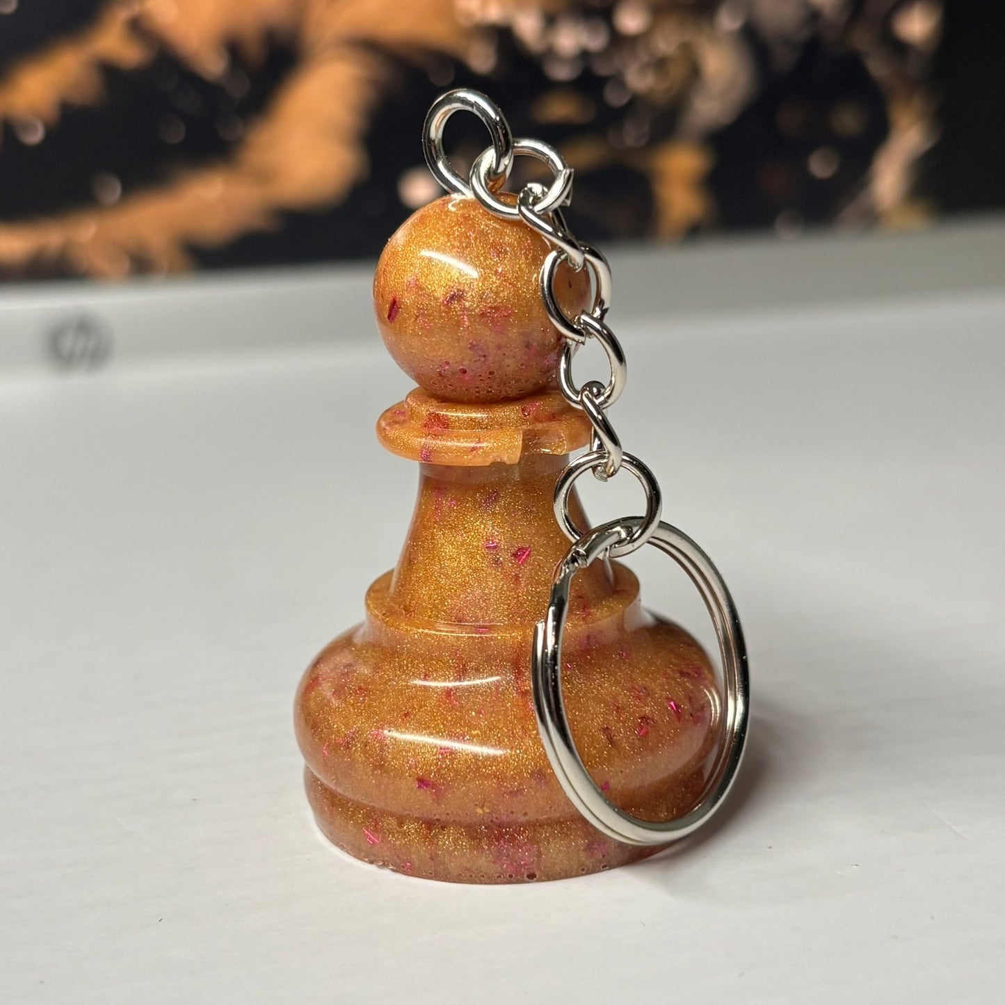 Royal Orange Pawn - Handmade Resin Keychain - Large Edition