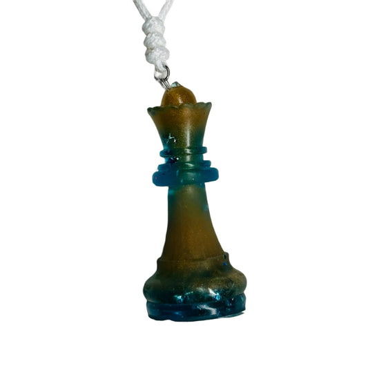 Sand Blue Queen - Handmade Resin Chess Necklace