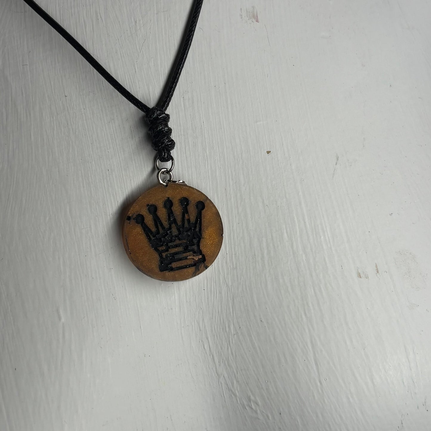 Amber Orange Queen - Handmade Resin Chess Necklace