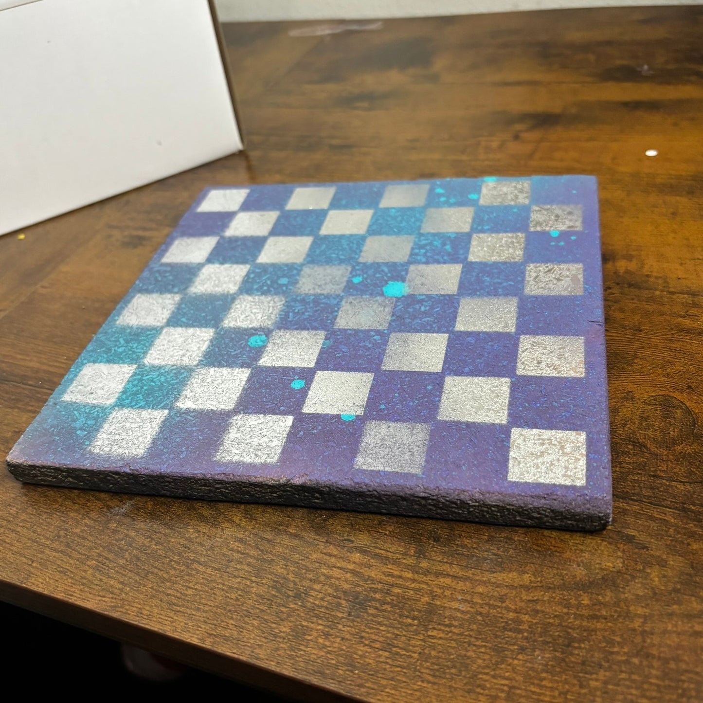Purple Blue Chrome - Painted Double Sided Chess Board